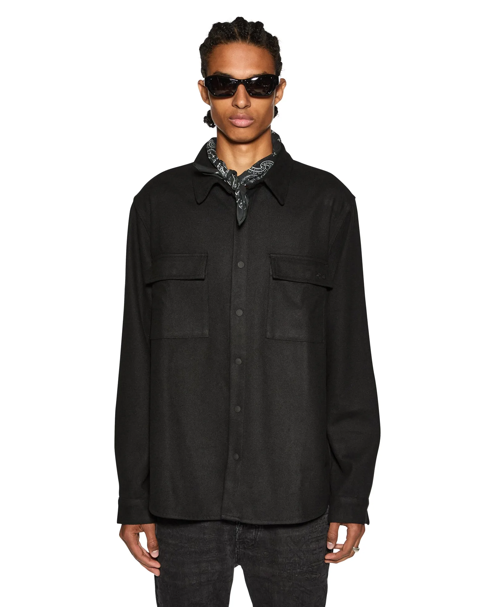 Contrast Stitch 1999 SNAKEBITE LS SHIRT BLACK YarnDyed Stripes