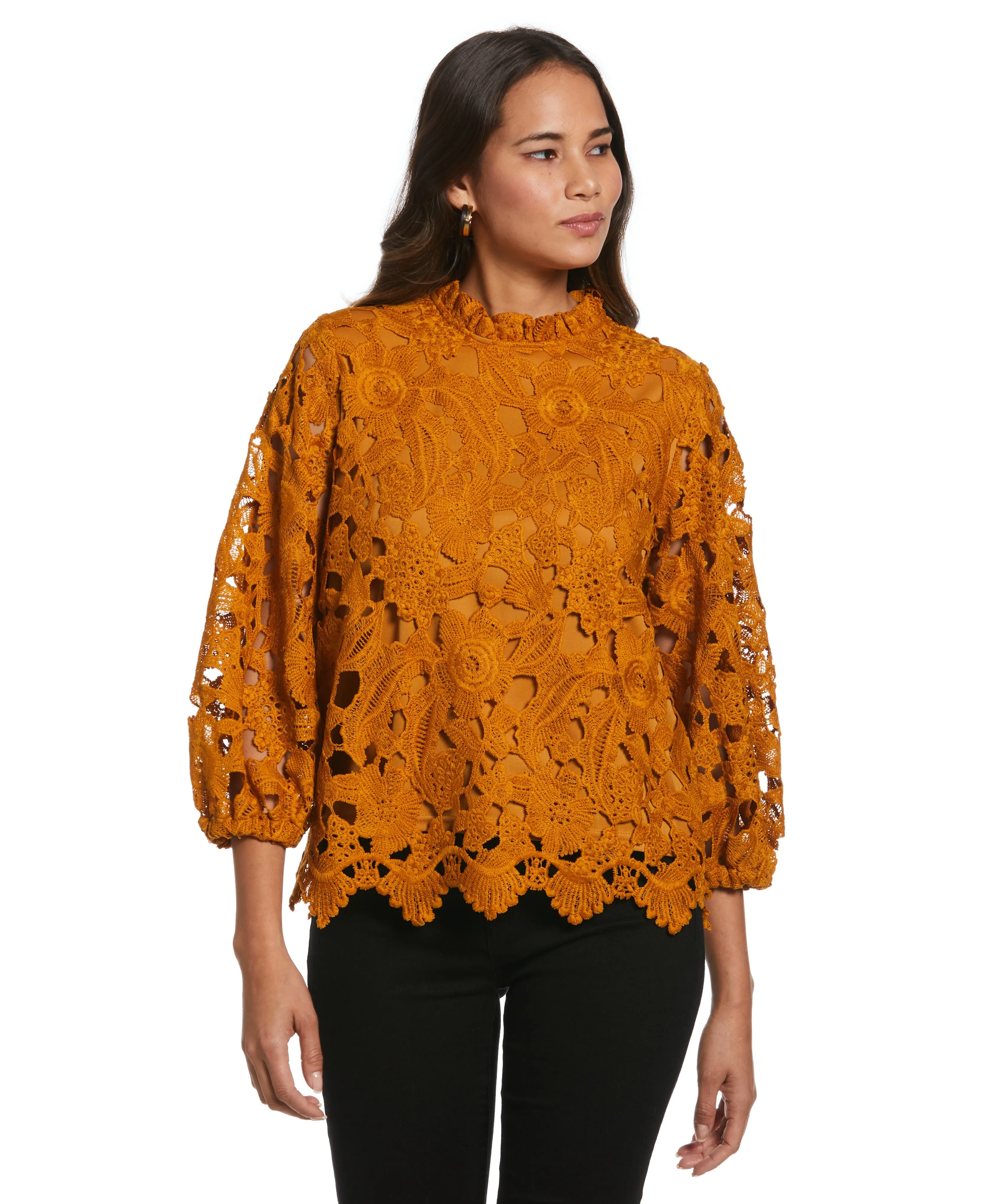3/4 Sleeve Lace Top ResilientStretch