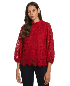3/4 Sleeve Lace Top Midweight Texture