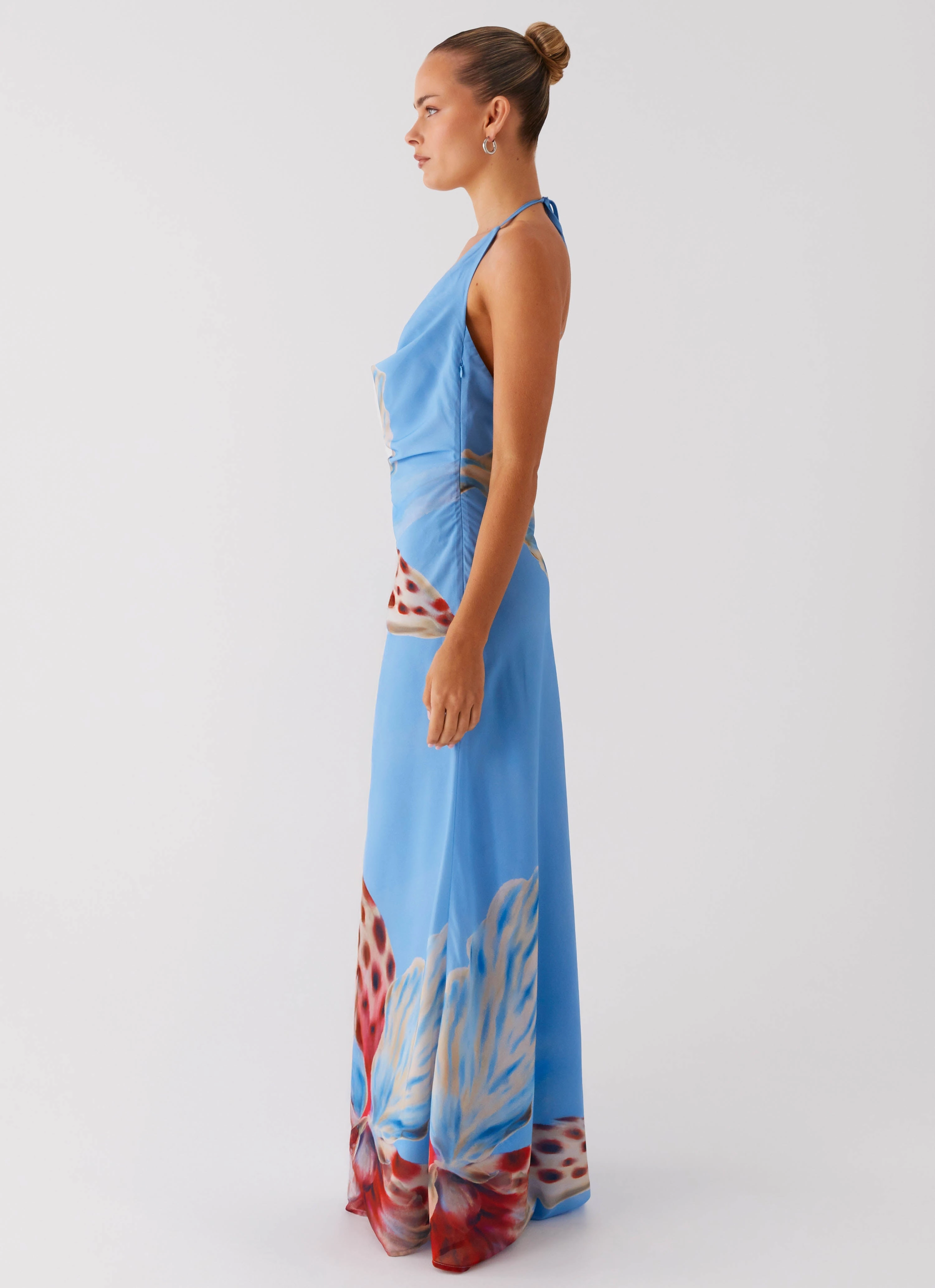 Stars Align Cowl Maxi Dress - Deep Sea Bloom Travel Light