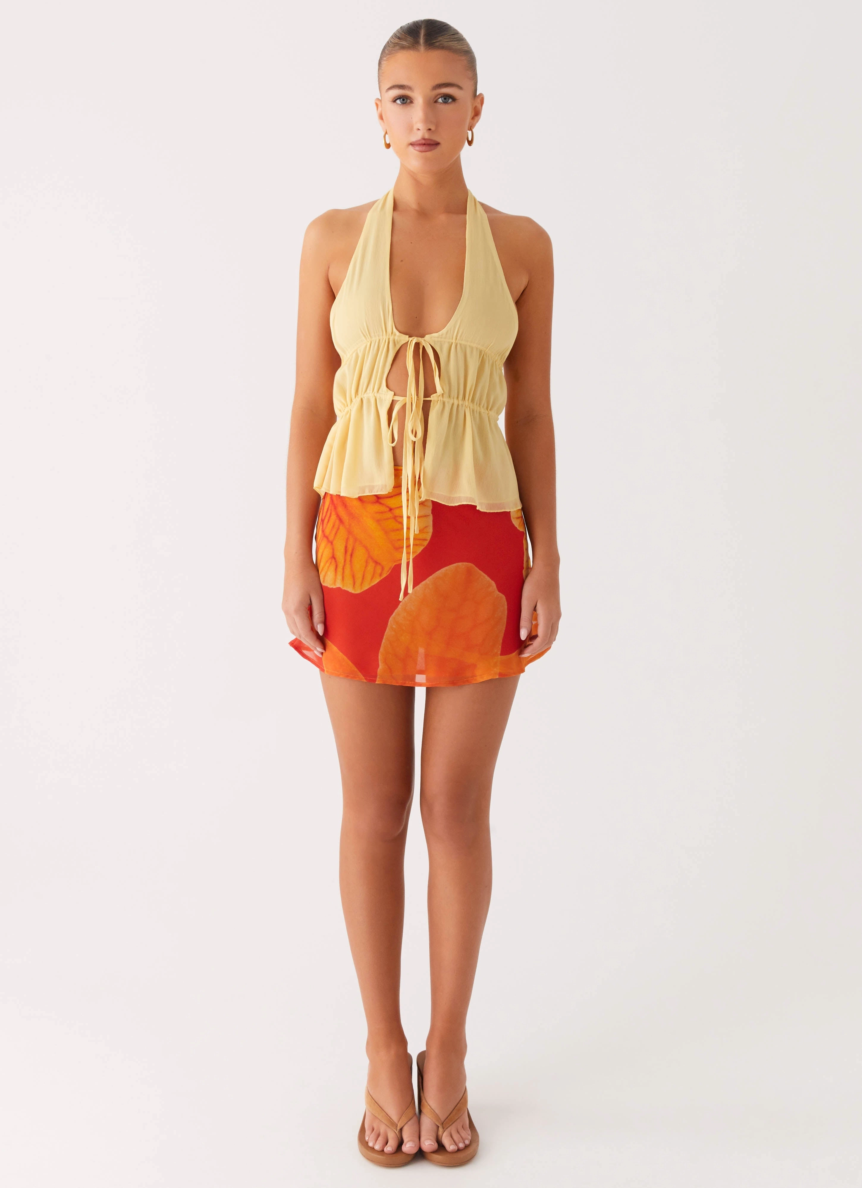 Heat Dissipating Fabric Breezy Palms Mini Skirt - Serene Orange