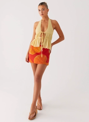 Pastel tone Breezy Palms Mini Skirt - Serene Orange