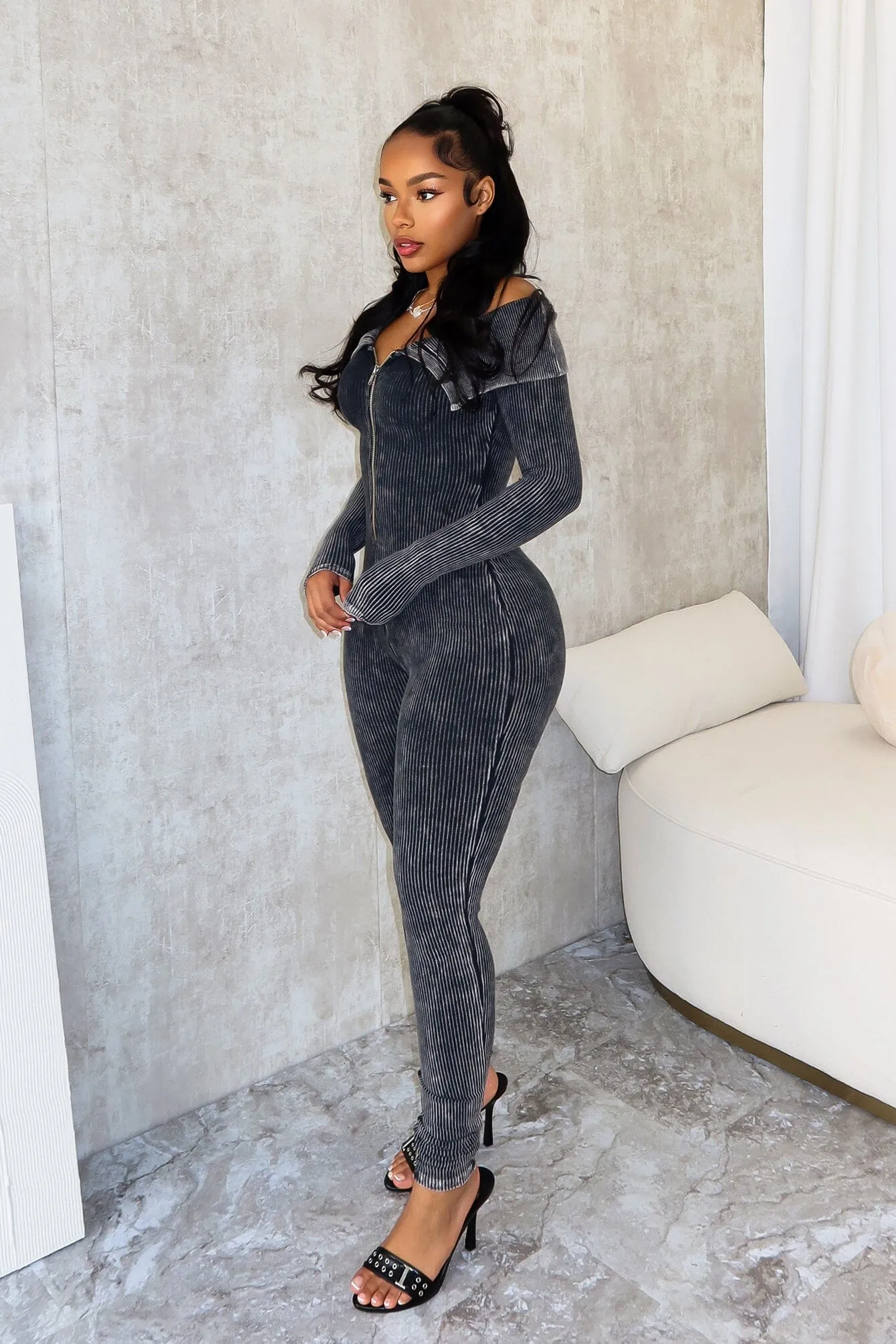 Aaron Mineral Washed Off Shoulder Jumpsuit Performance Comfort