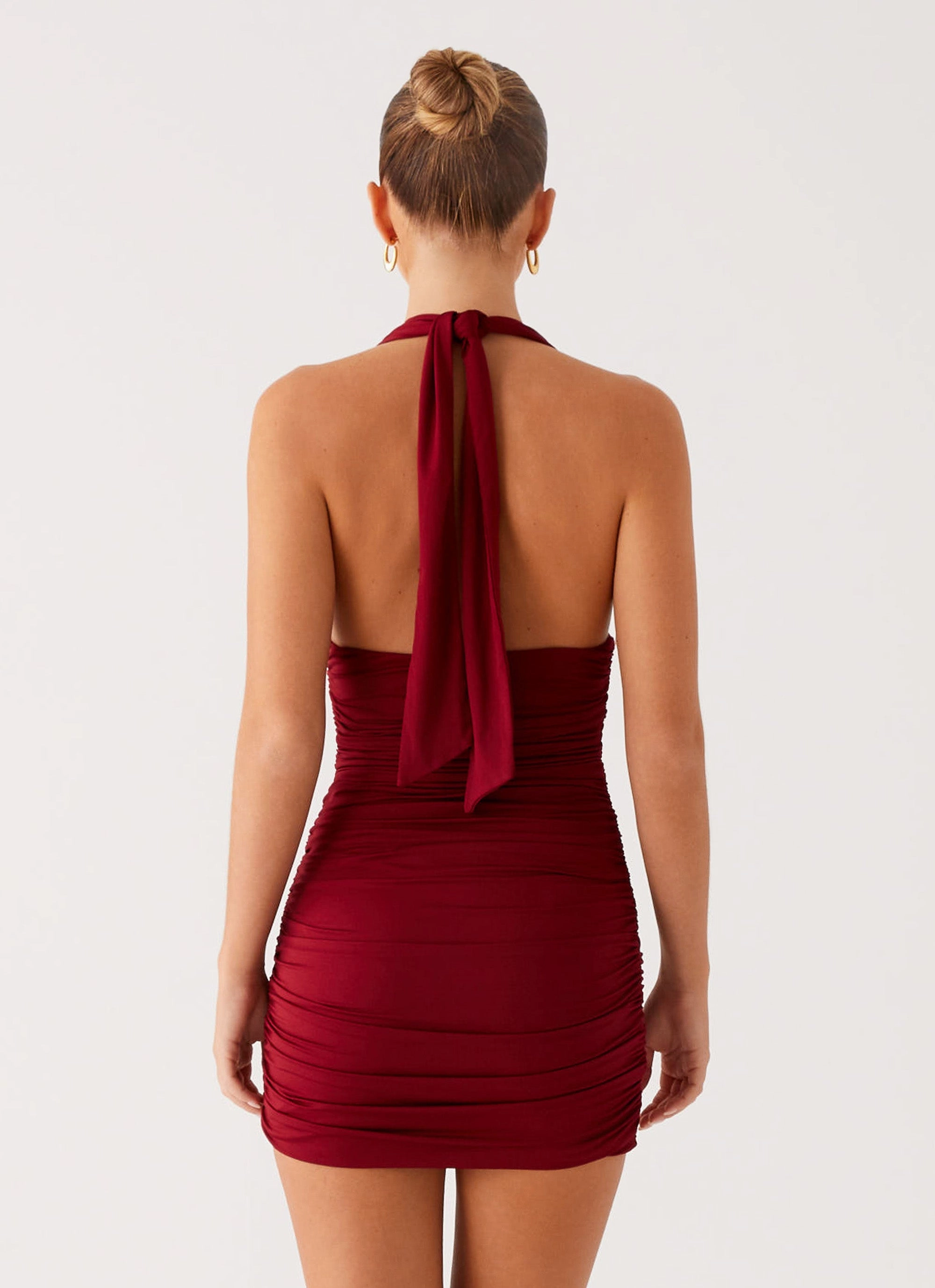 Bold Accent Abelia Halter Mini Dress - Maroon