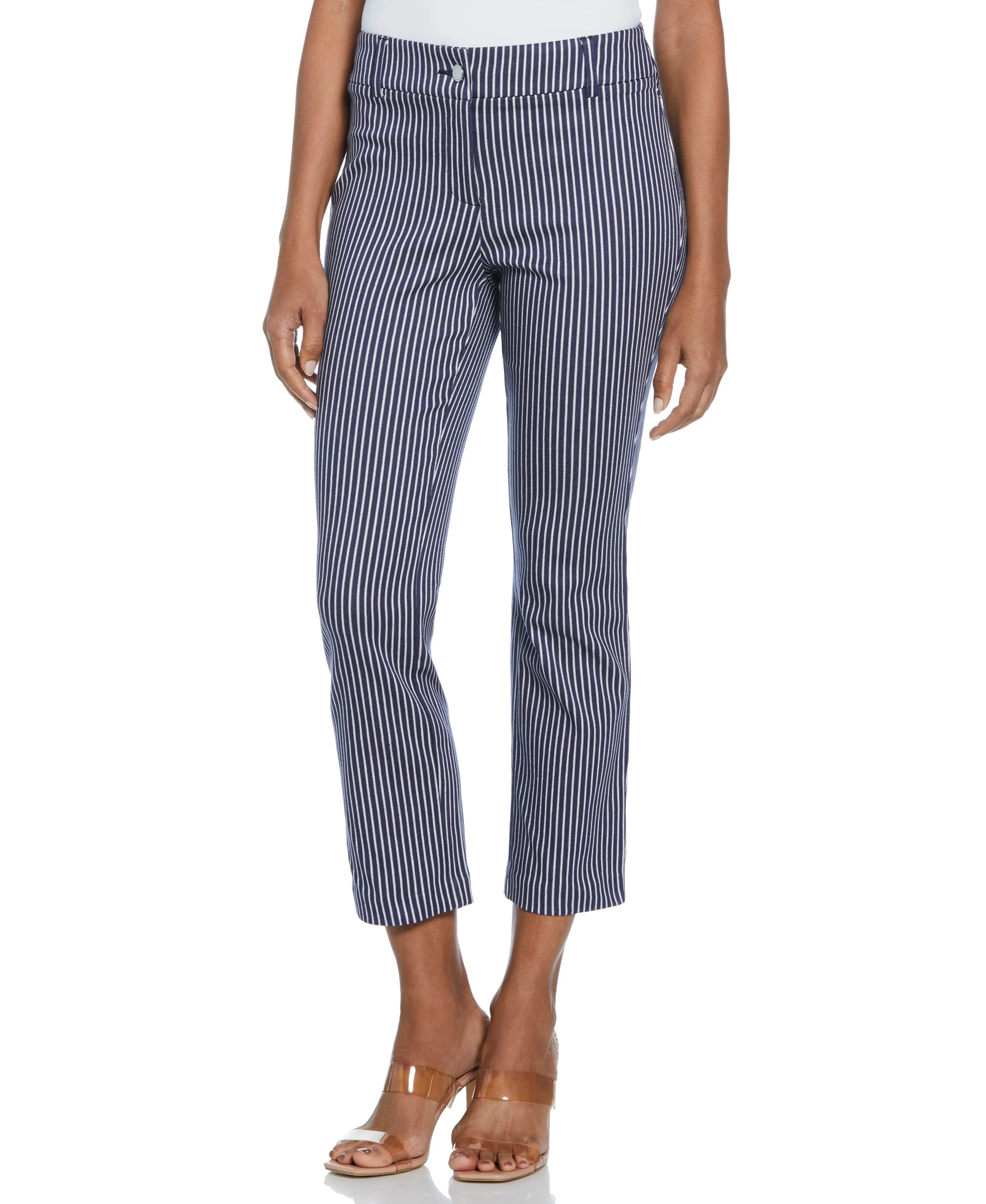 High-waisted fit Anti Friction Lining Navy Stripe Back Yoke Pants