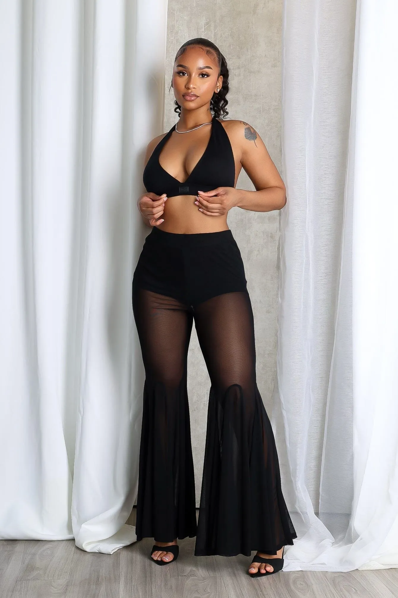 Aero Split Mesh Flared Pants Perfect Comfort Fit AbrasionResistantFabric