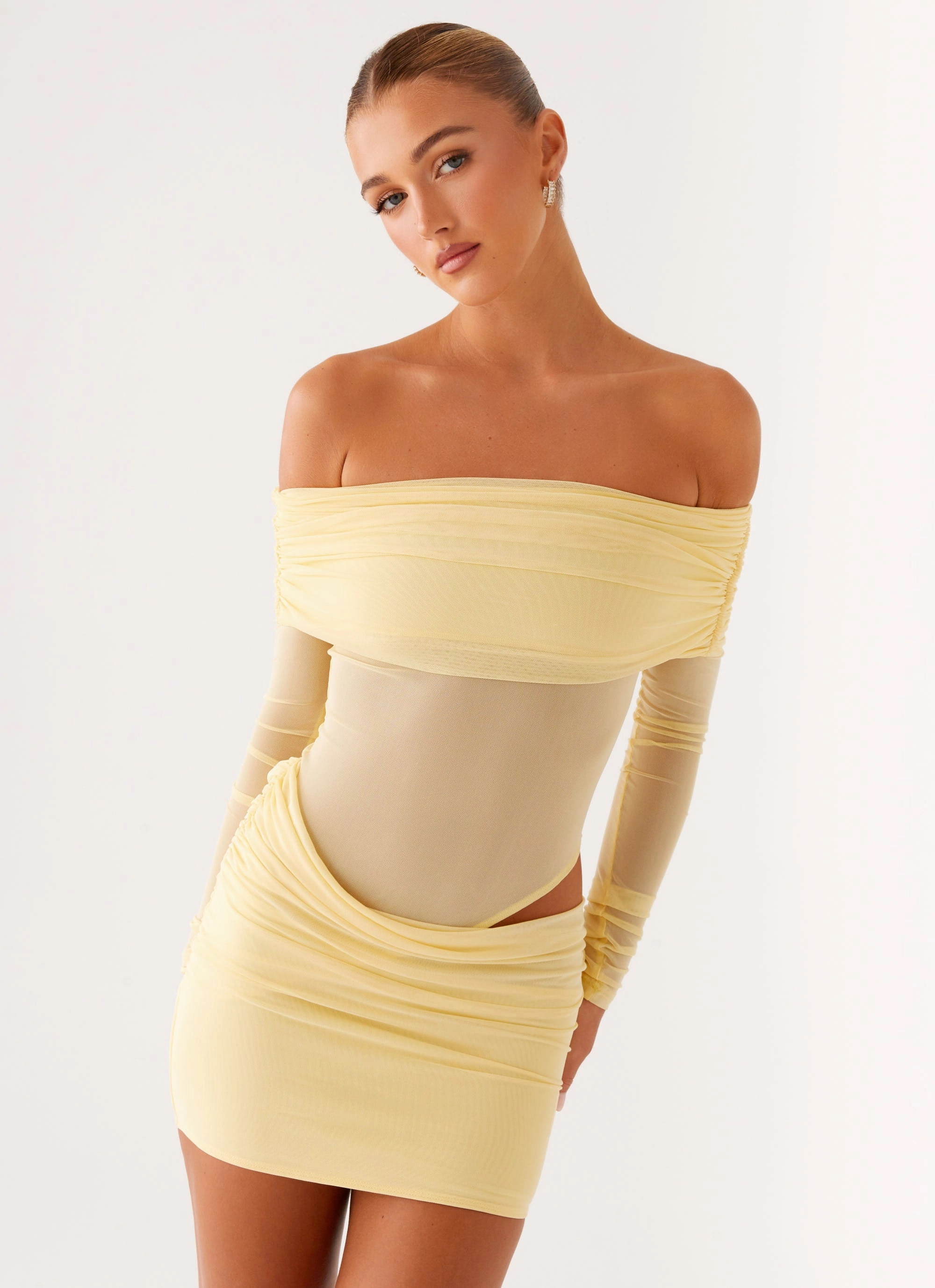 Coastal Soft Poised Vibe No Doubt Mini Dress - Yellow