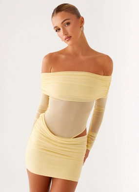 Coastal Soft Poised Vibe No Doubt Mini Dress - Yellow