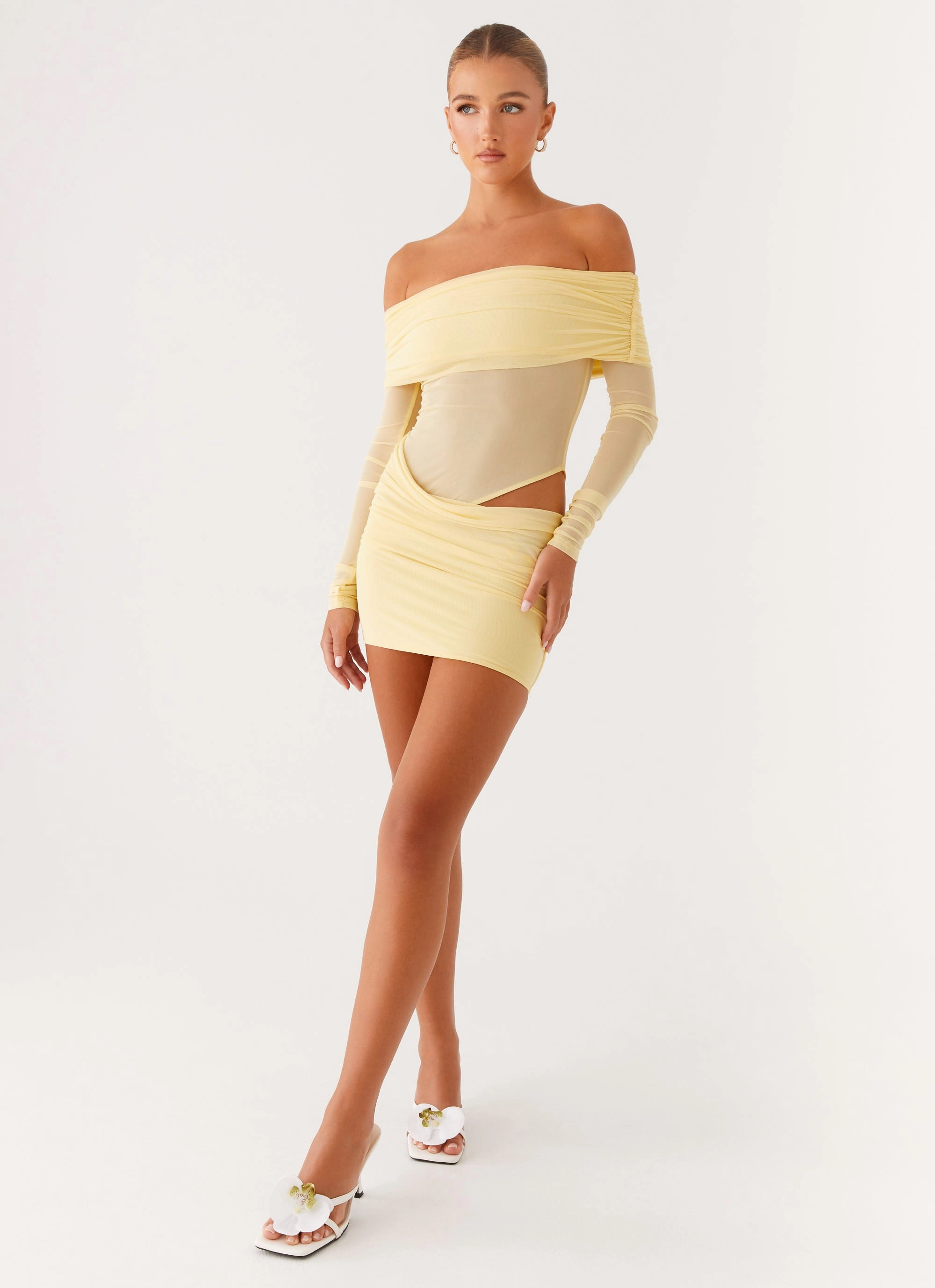 No Doubt Mini Dress - Yellow Subtle Shimmer