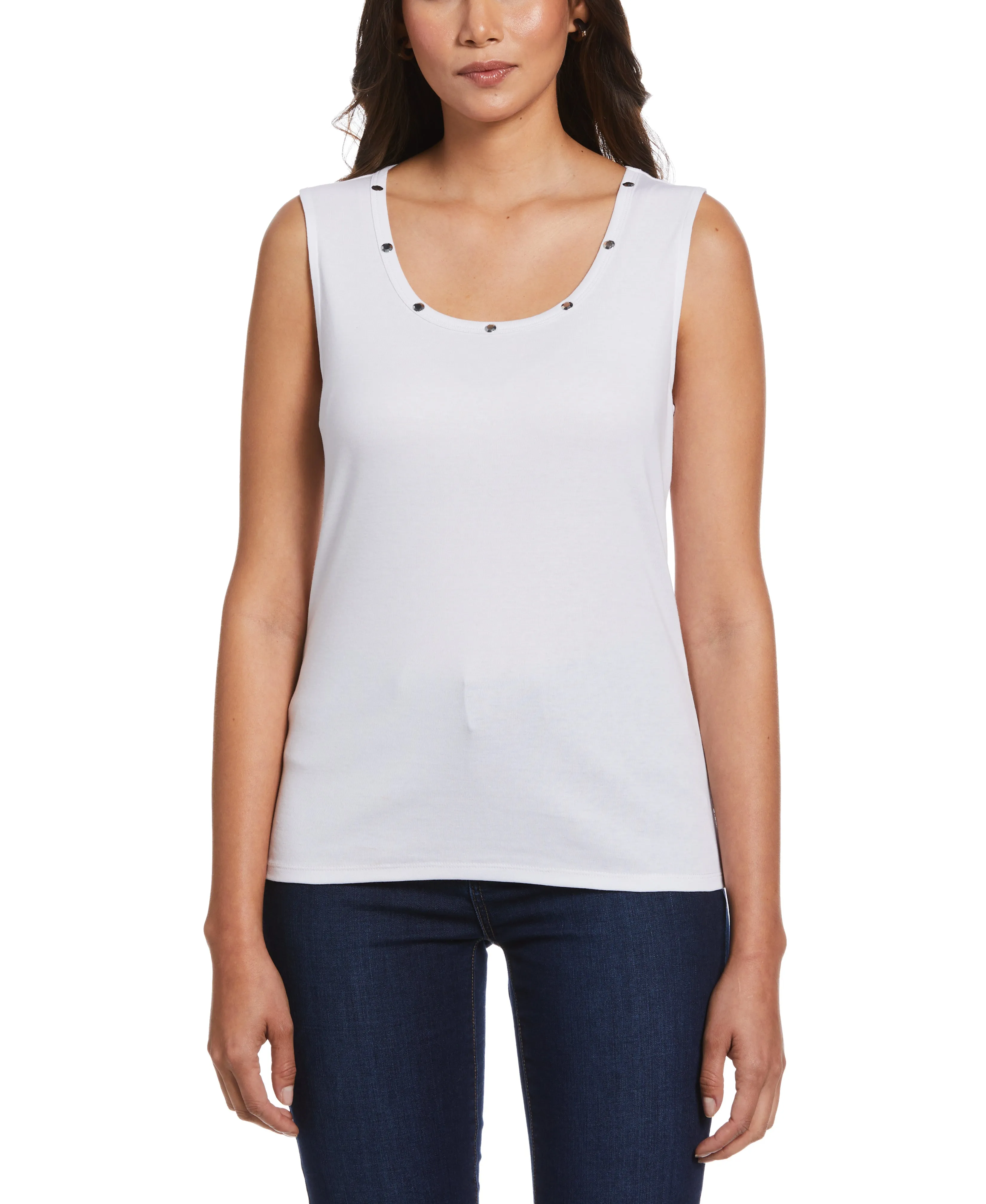 Buttonless Closure Tank Top with Hardware