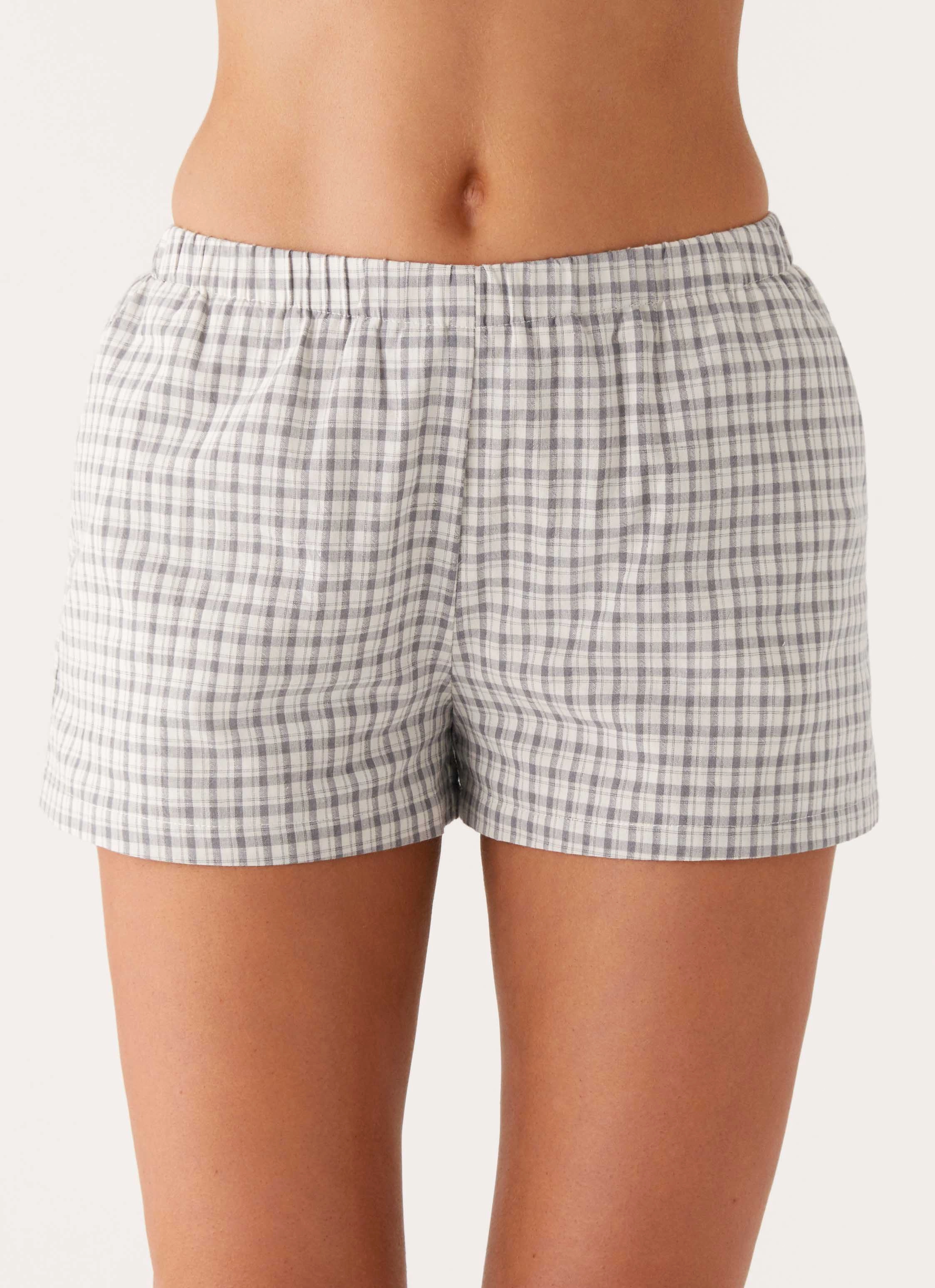 Adalina Shorts - Grey Check Flattering Comfort Wear Lightweight