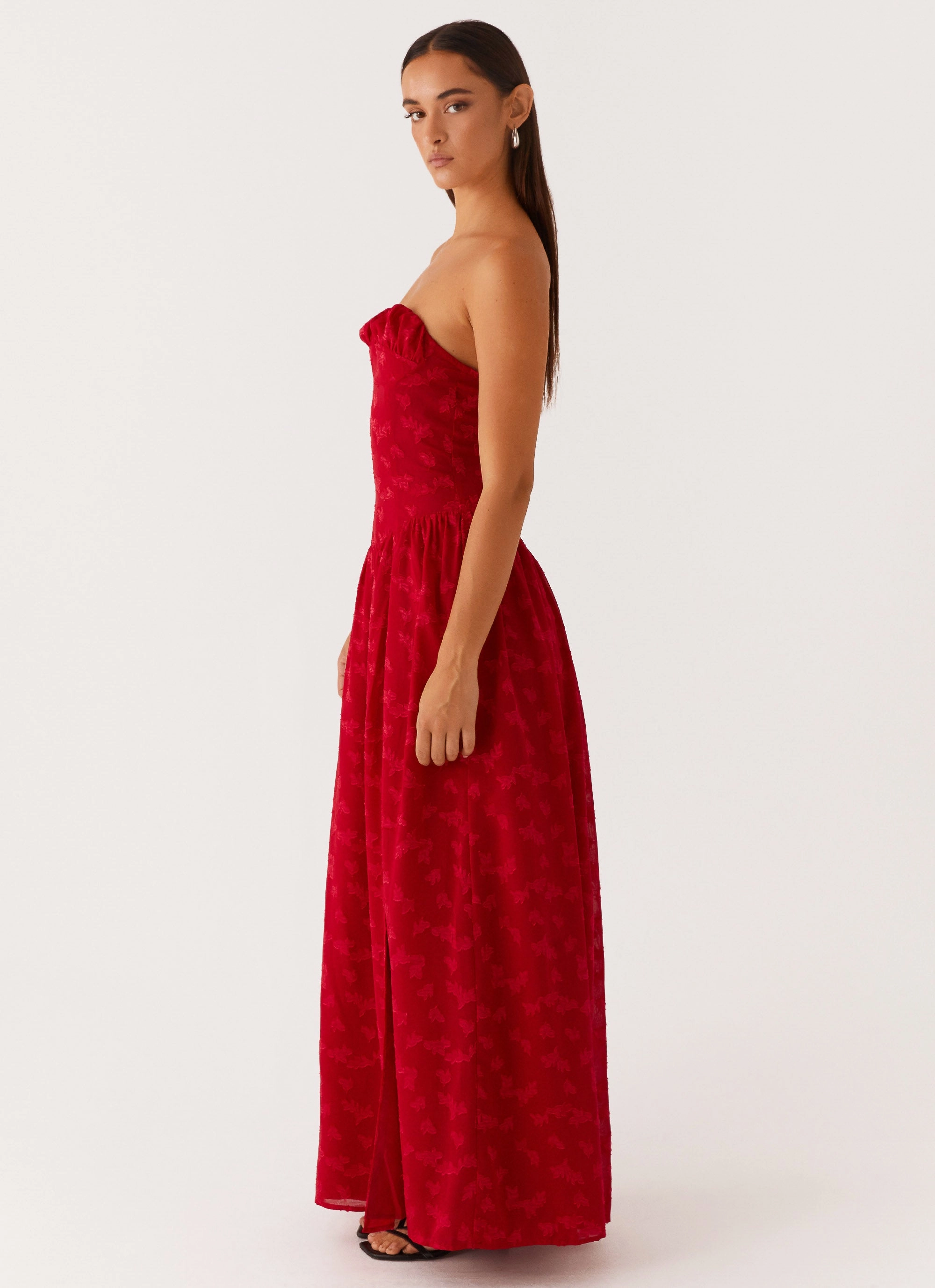 Adira Maxi Dress - Red Layered Design Daywear Comfort