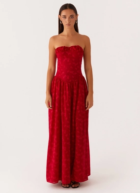 Adira Maxi Dress - Red Comfy and Relaxed Light Movement