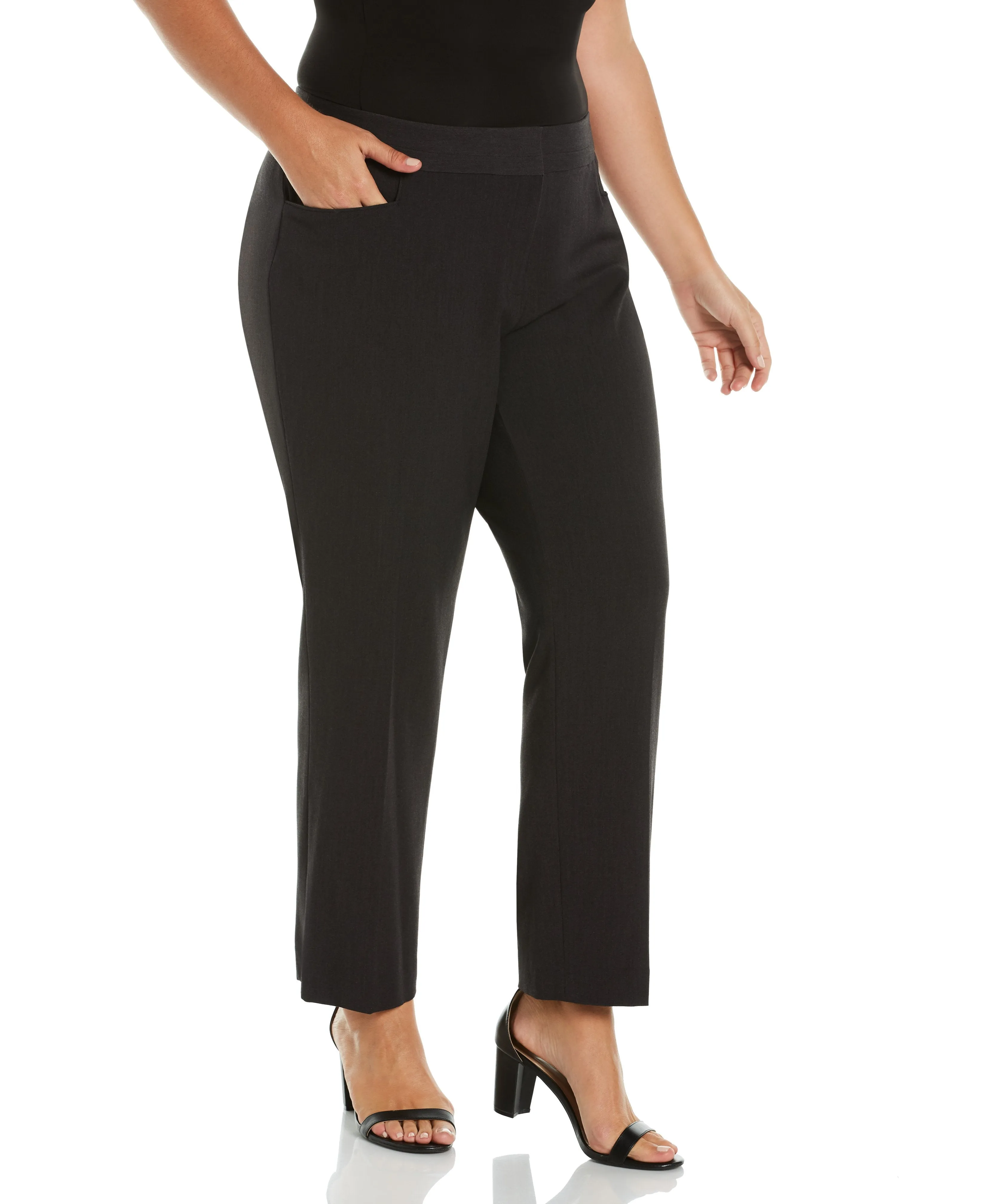 Quick-Dry Material Moisture Wicking Fabric Plus Size Slim Leg Stretch Gabardine Pant - Curvy Fit