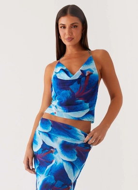 Another Life Halter Top - Turquoise Floral FeatherlightConstruction