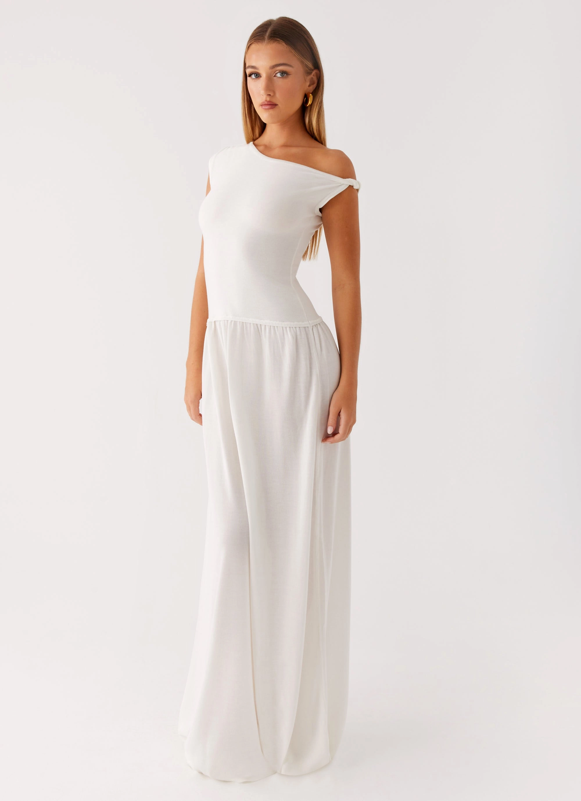 Ardella One Shoulder Maxi Dress - Ivory Breathable fabric Light Weight
