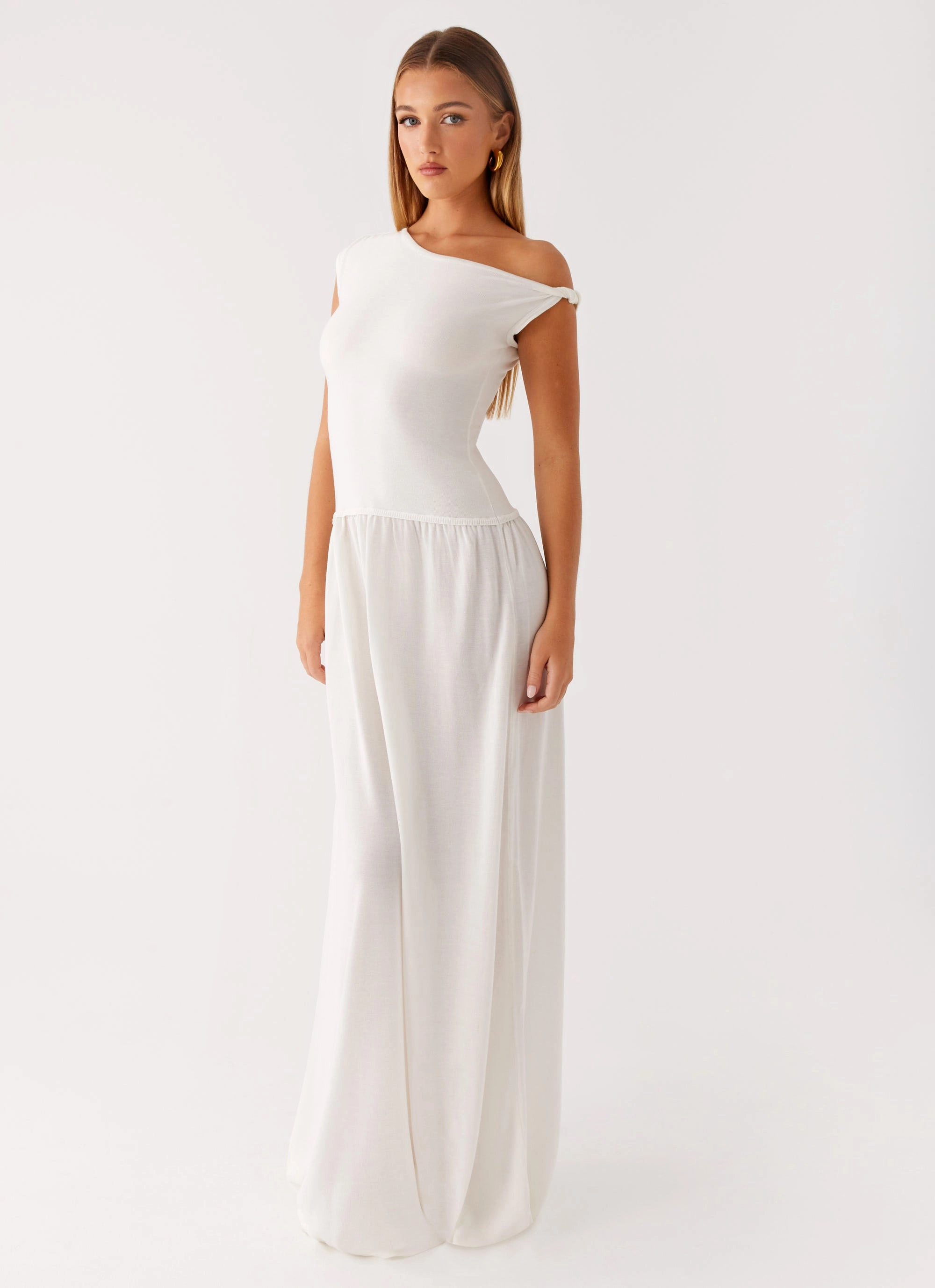 Effortless Look Ardella One Shoulder Maxi Dress - Ivory