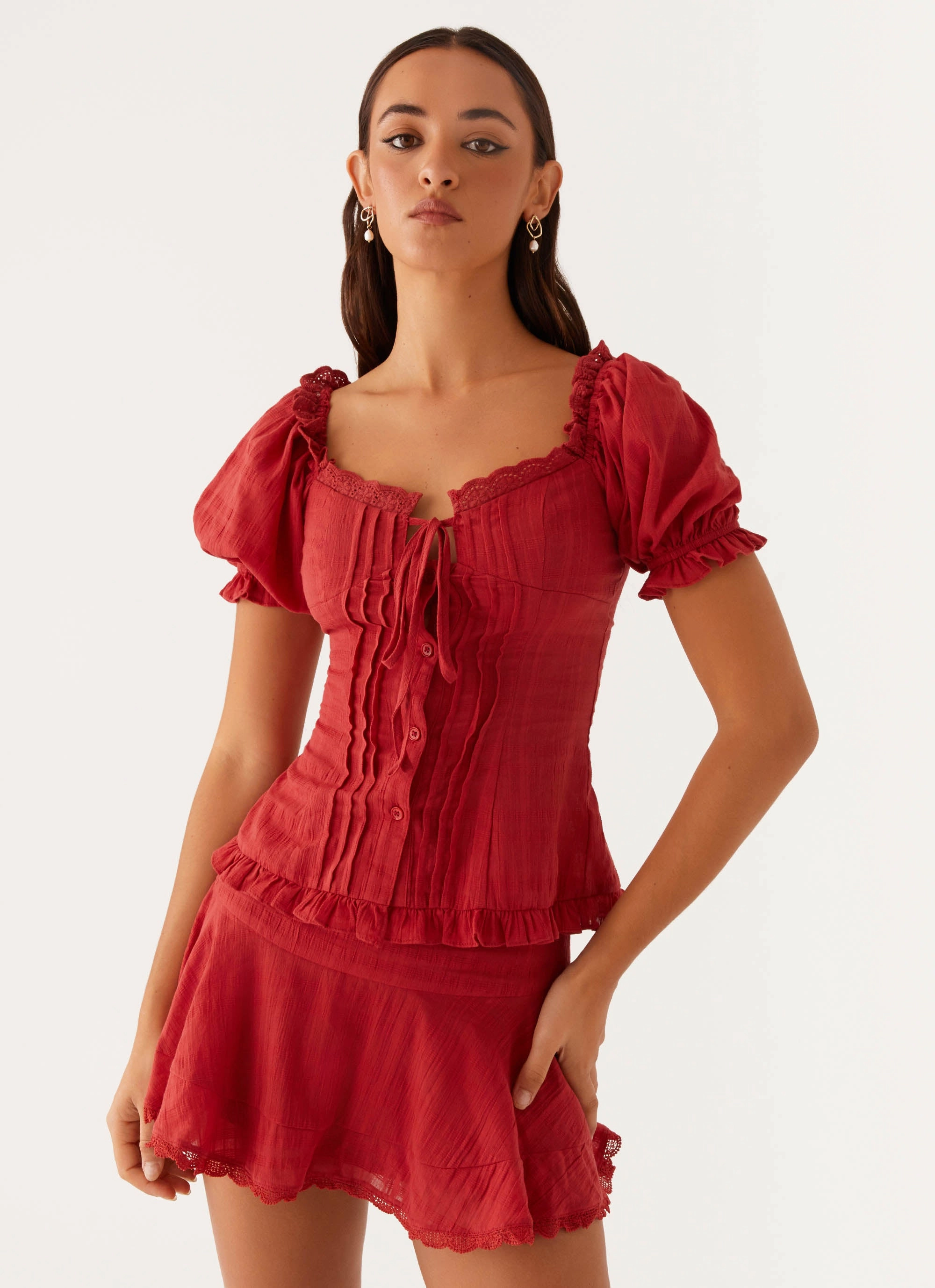 Hundred Percent Mini Skirt - Red Runway Inspired