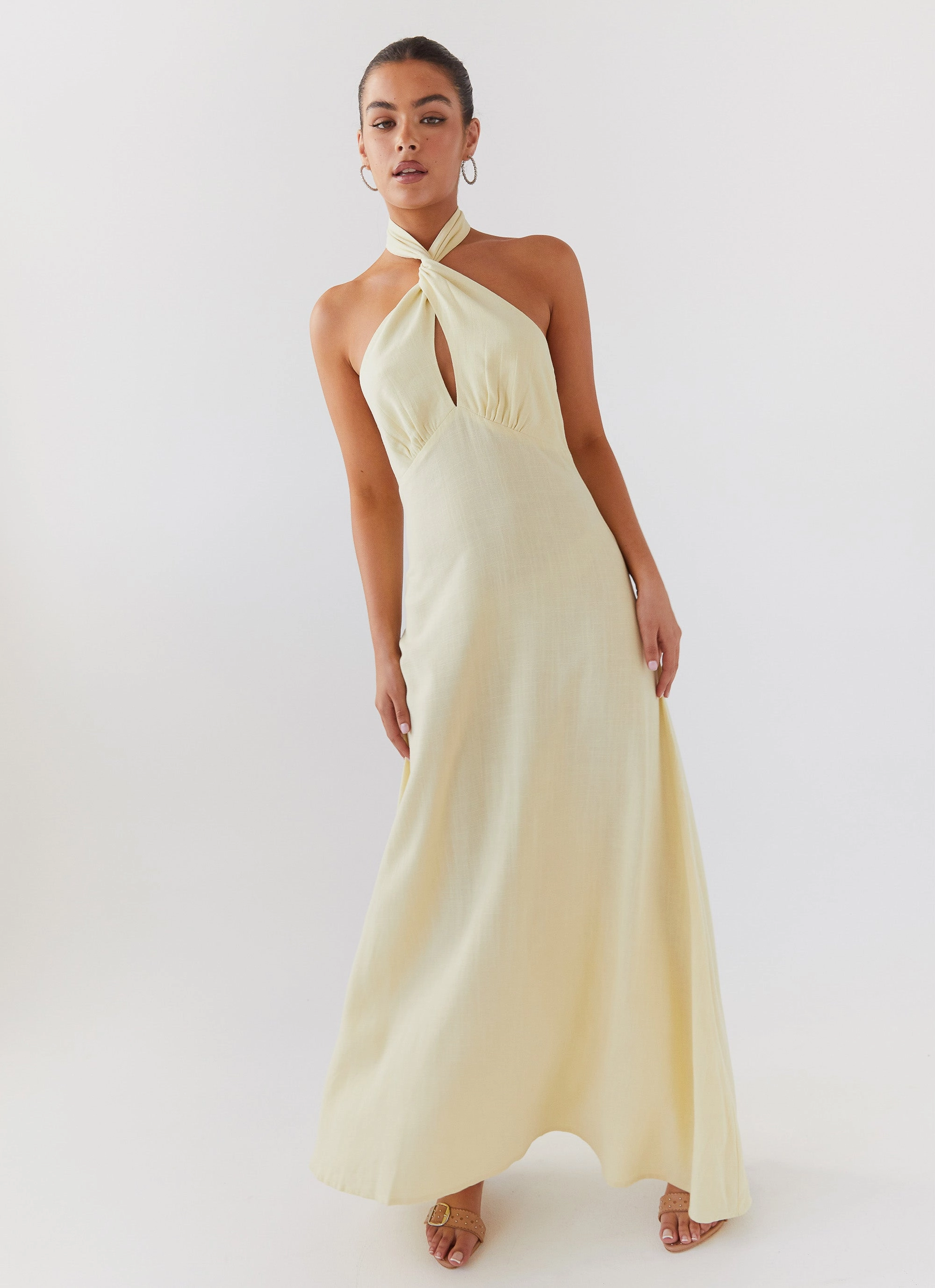Adrienne Linen Maxi Dress - Lemon Soft and Chic