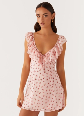 Style Fusion Adrina Ruffle Mini Dress - Pink Flower