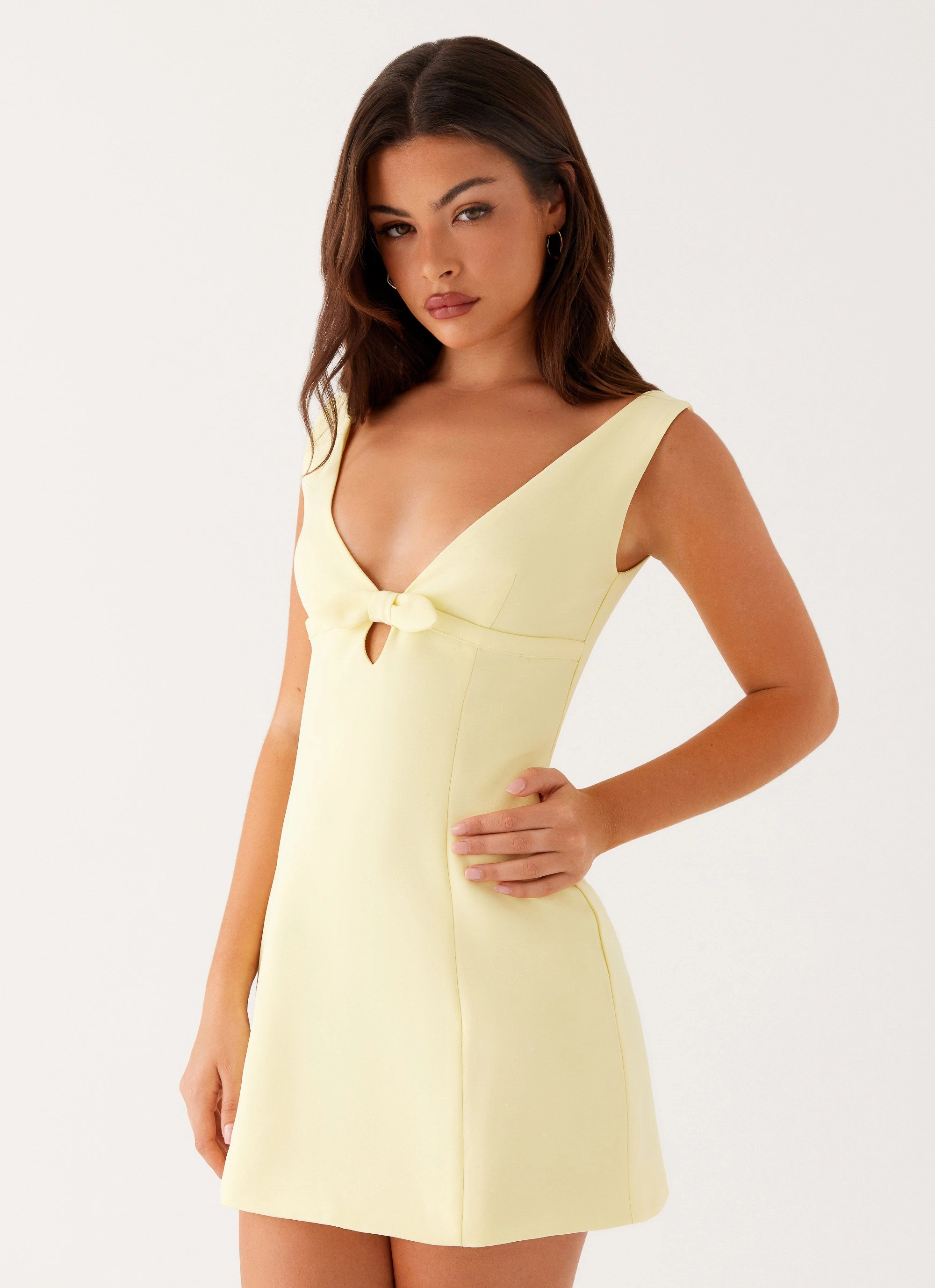 Gentle Vibe premium fabric Caitlin Mini Dress - Yellow