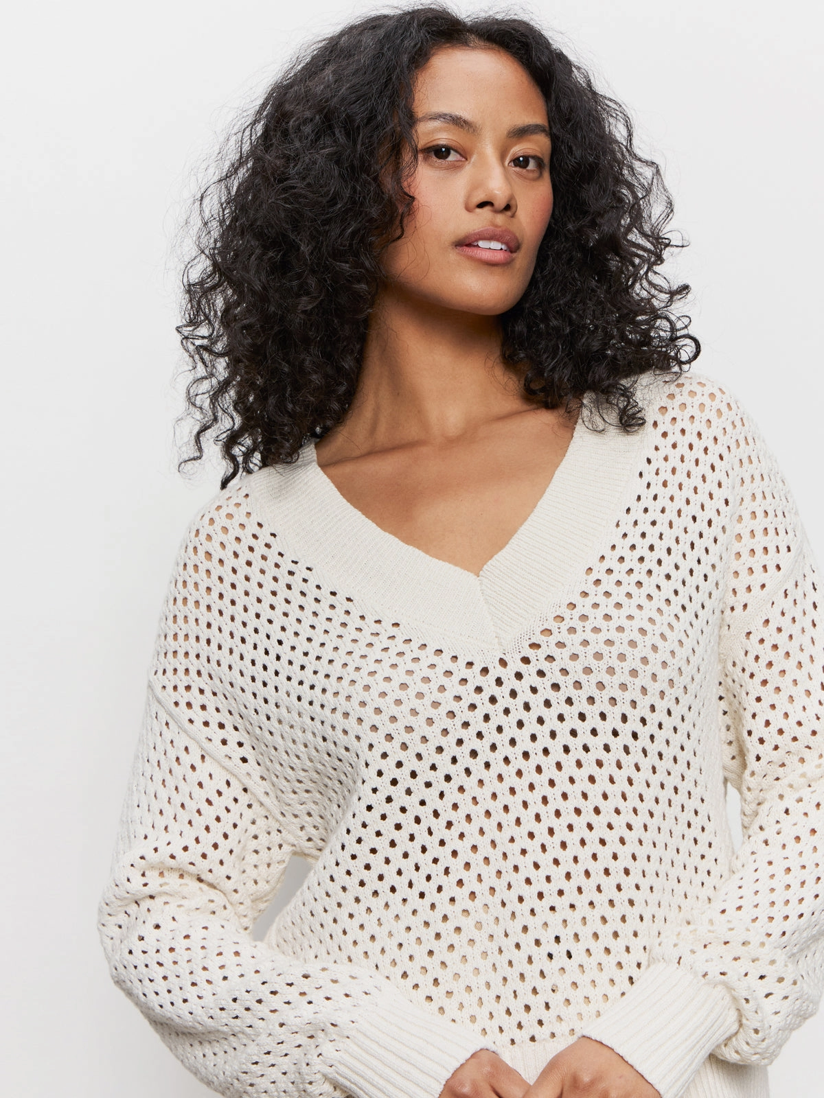 DurableReinforcement Airy Openwork Sweater Macrame