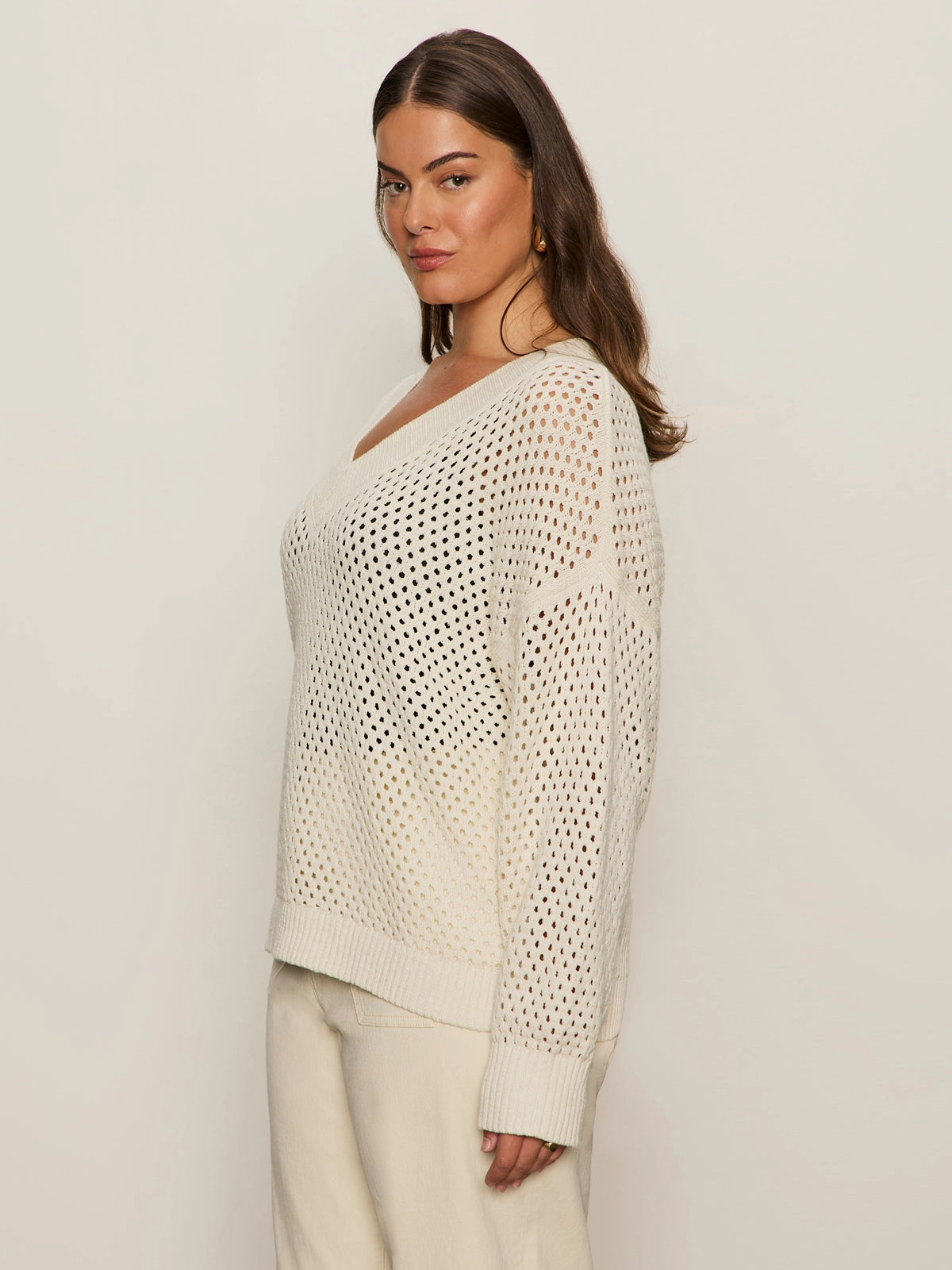 Variable Tension Adjustment ButtonlessClosure Airy Openwork Sweater Macrame Extended Sizing