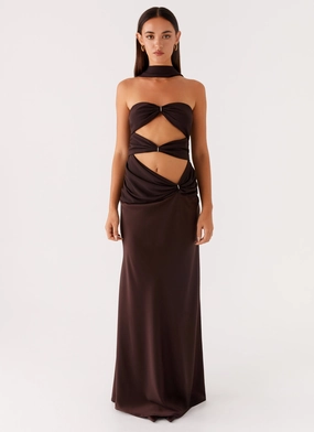 Quick Glam Fashion Layers Alaine Scarf Maxi Dress - Dark Chocolate