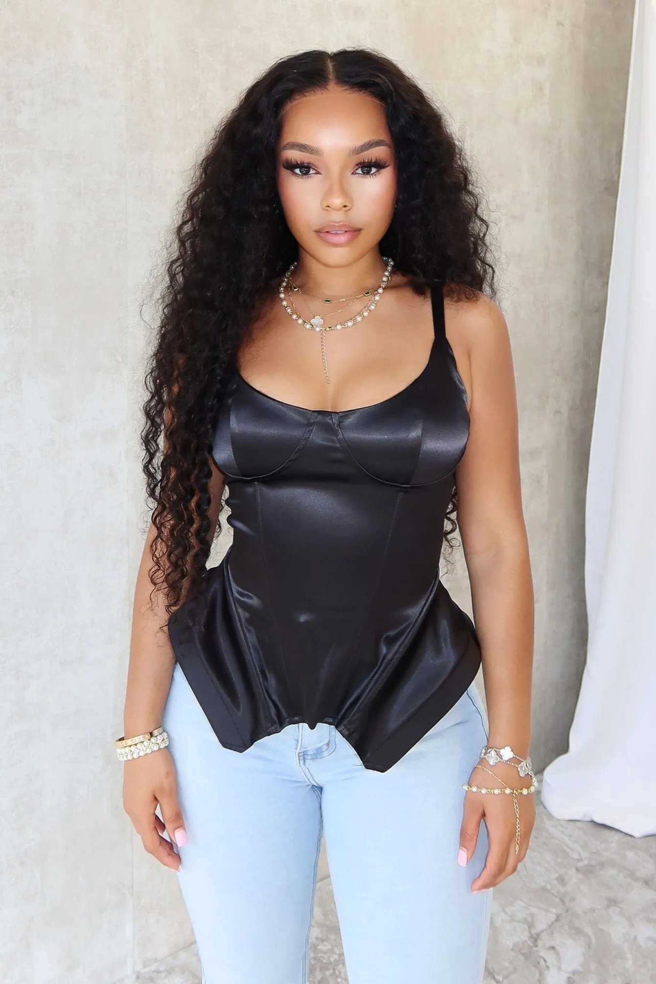 DurableReinforcement Alastair Peplum Satin Bustier