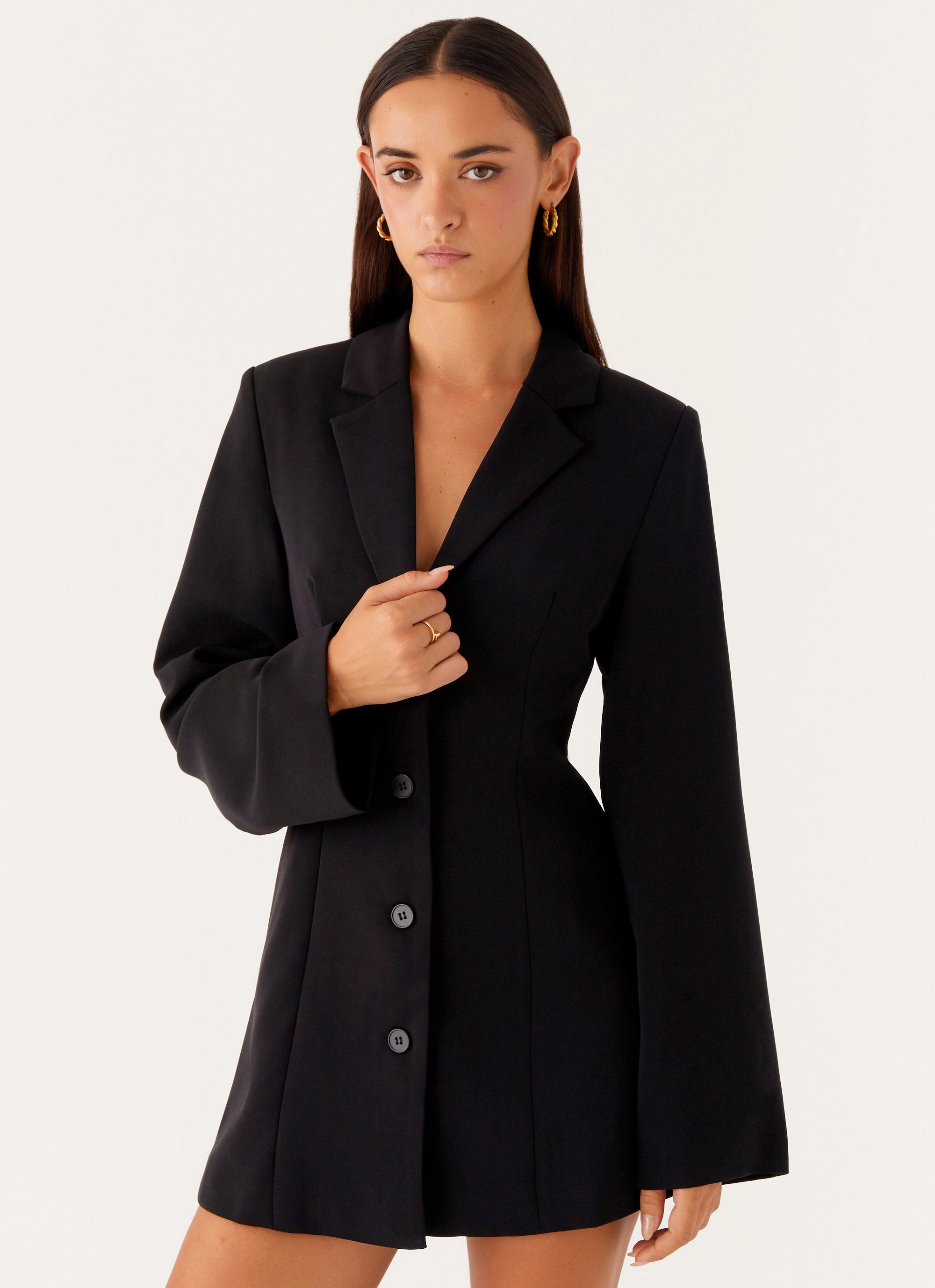 All-day style Elegant Line Albi Fitted Blazer Mini Dress - Black