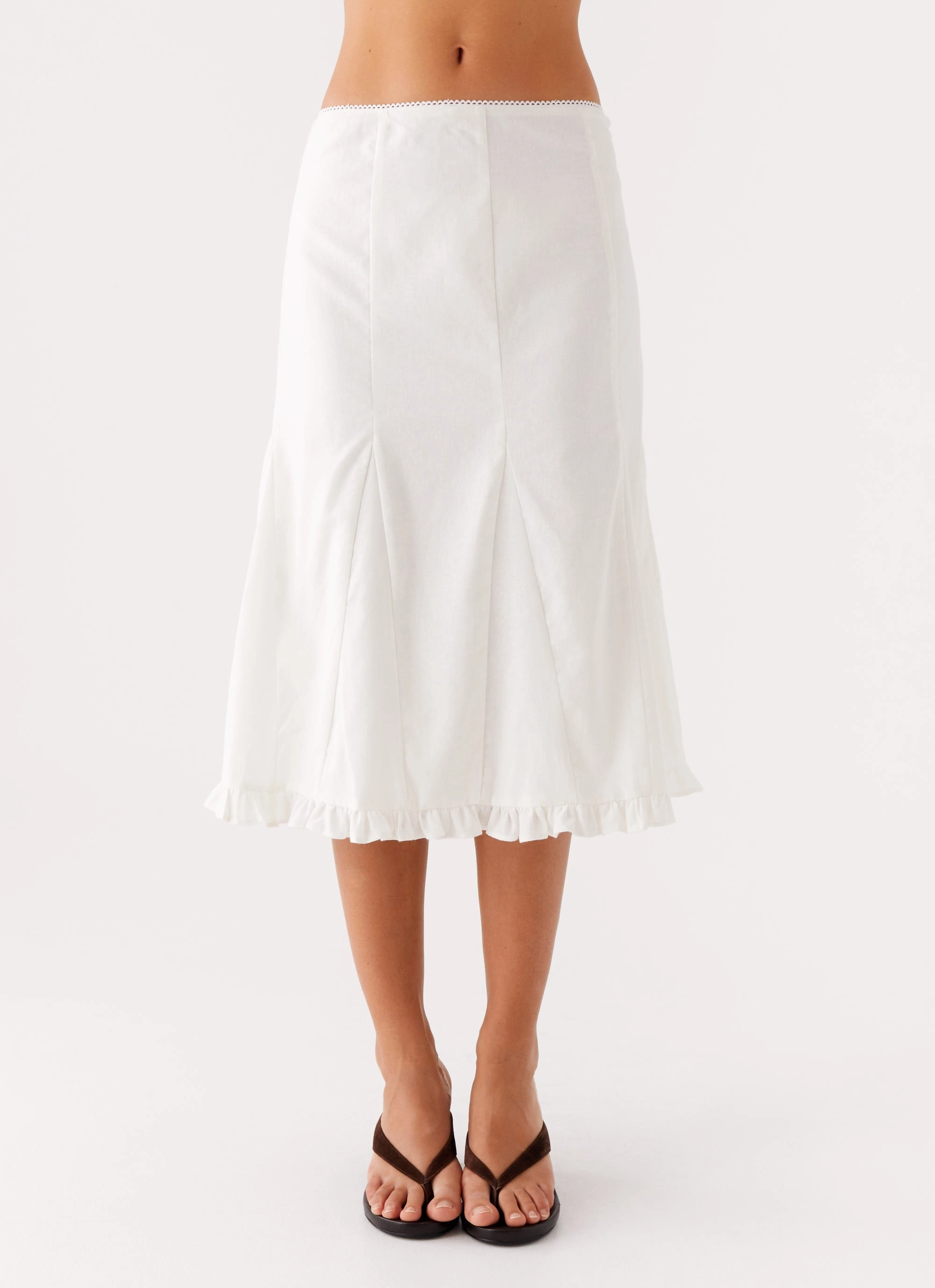 Glamorous Appeal Contrast Stitching Alec Midi Skirt - White