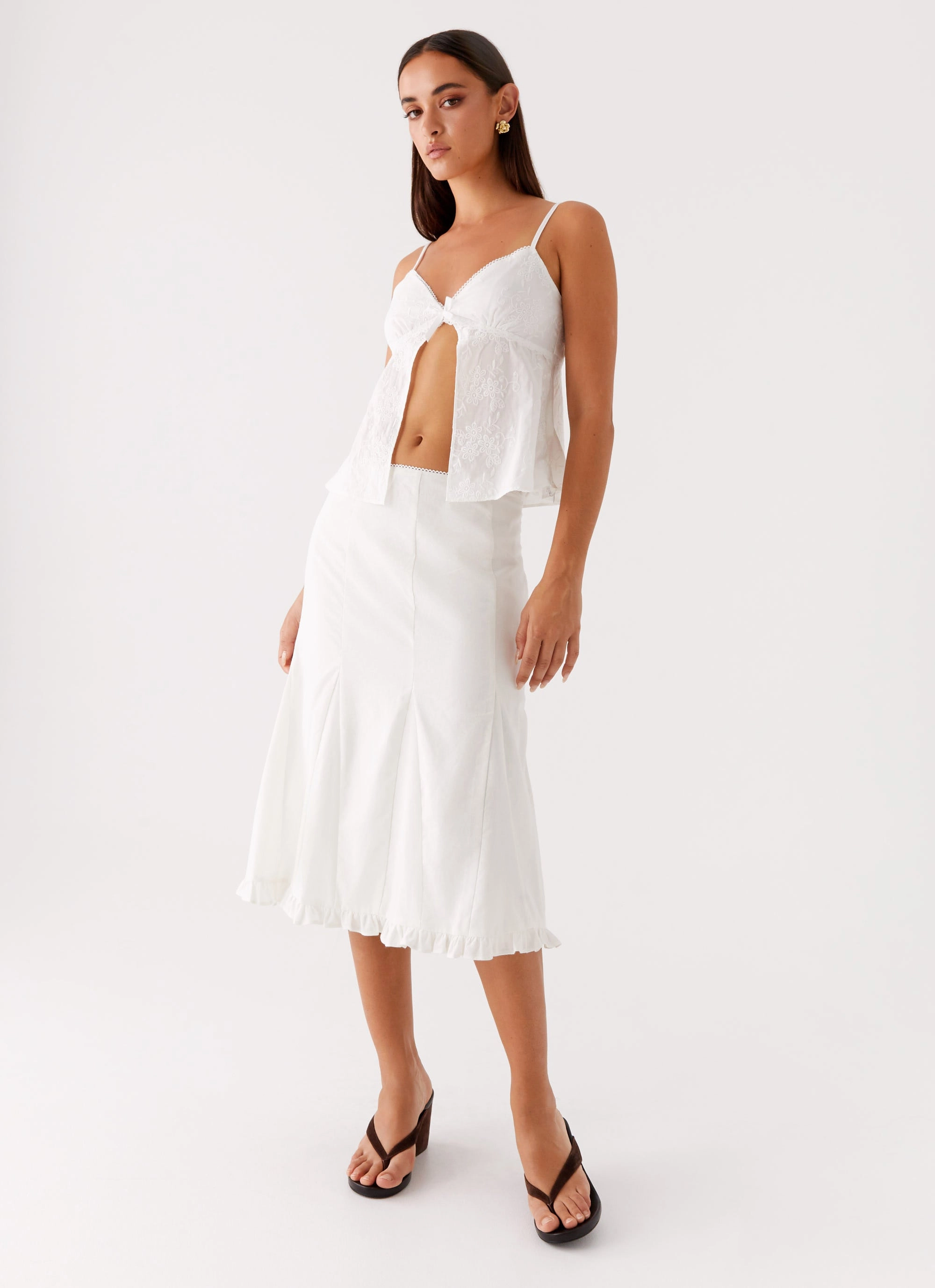 Alec Midi Skirt - White Easy Motion