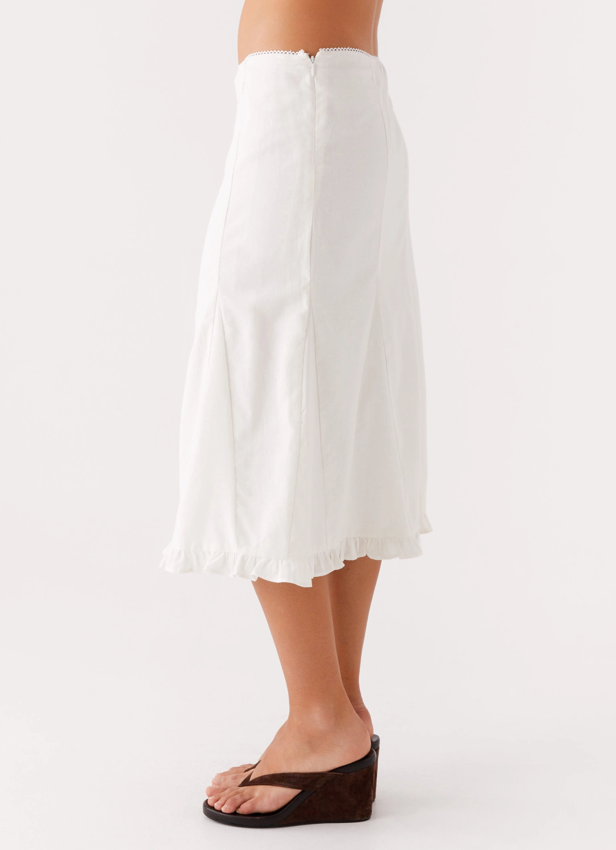 Crossback Strap Alec Midi Skirt - White
