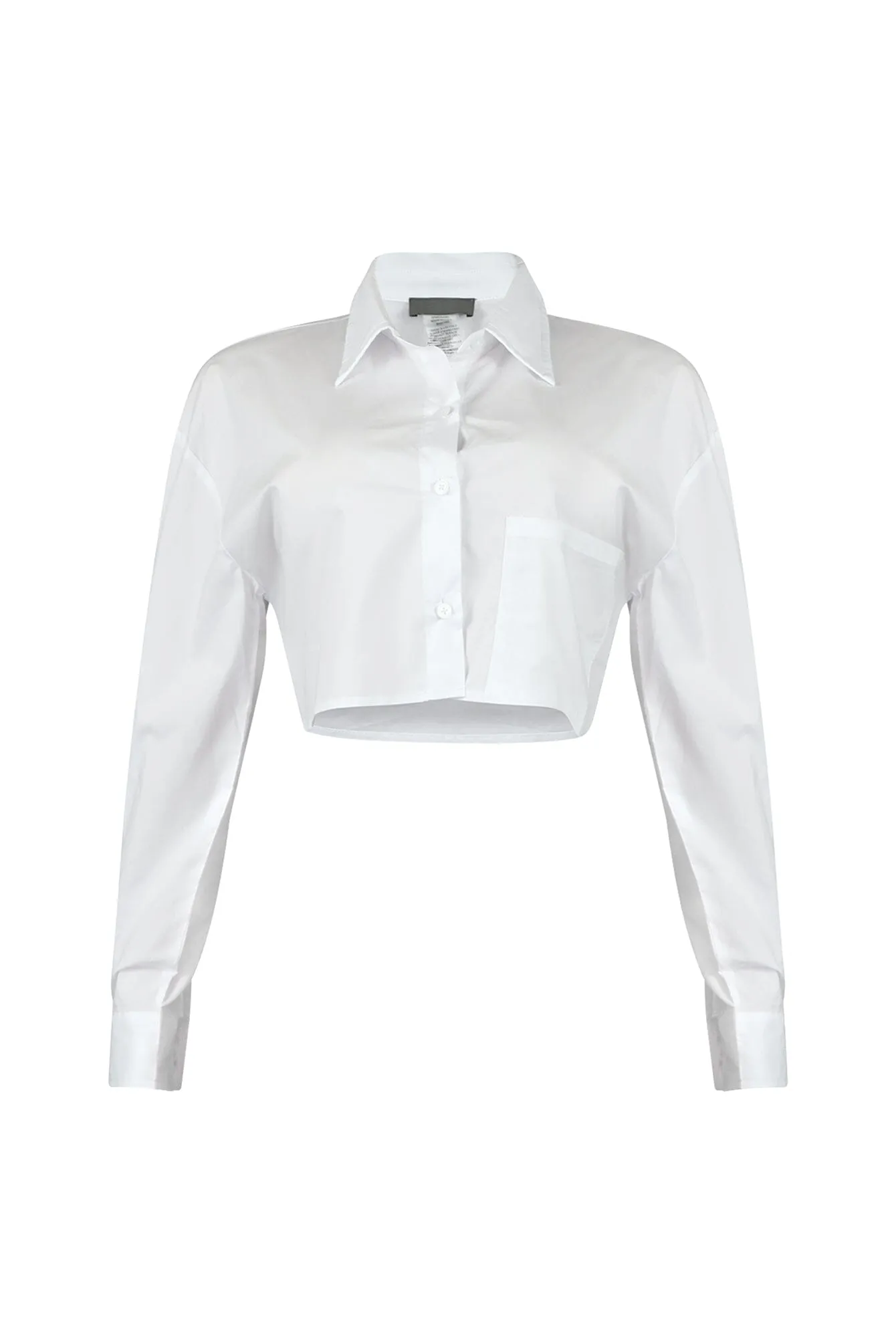 Alessa Poplin Cropped Shirt Blouse Multipanel Construction