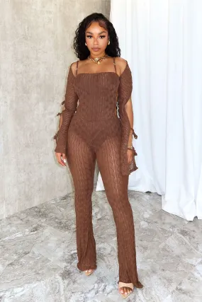 Alexi Mesh Textured Jumpsuit With Shrug Work Ready