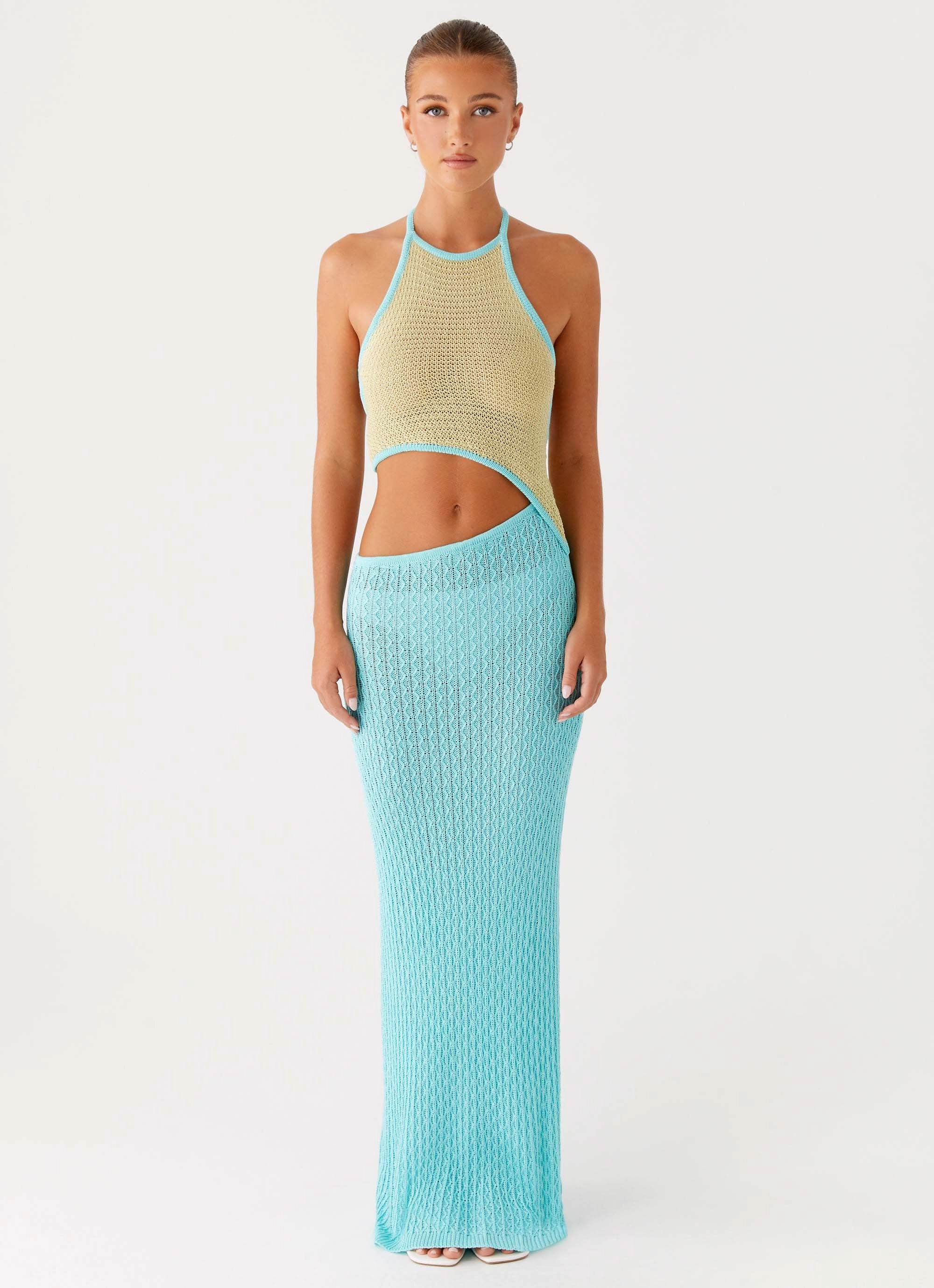 Elegant Finish Chic and Cozy Wear Alexia Knit Maxi Dress - Multi