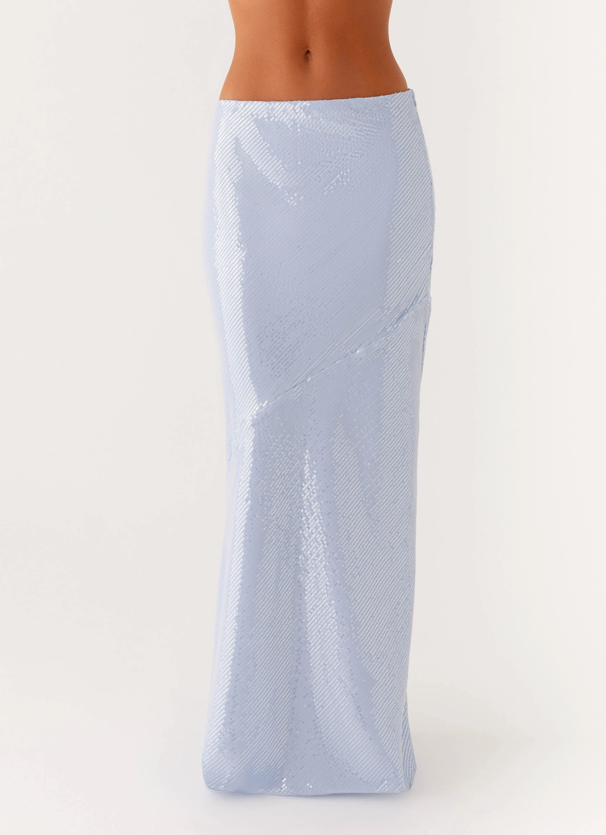 Crisscross Details Everyday Comfort Algorithm Sequin Maxi Skirt - Blue