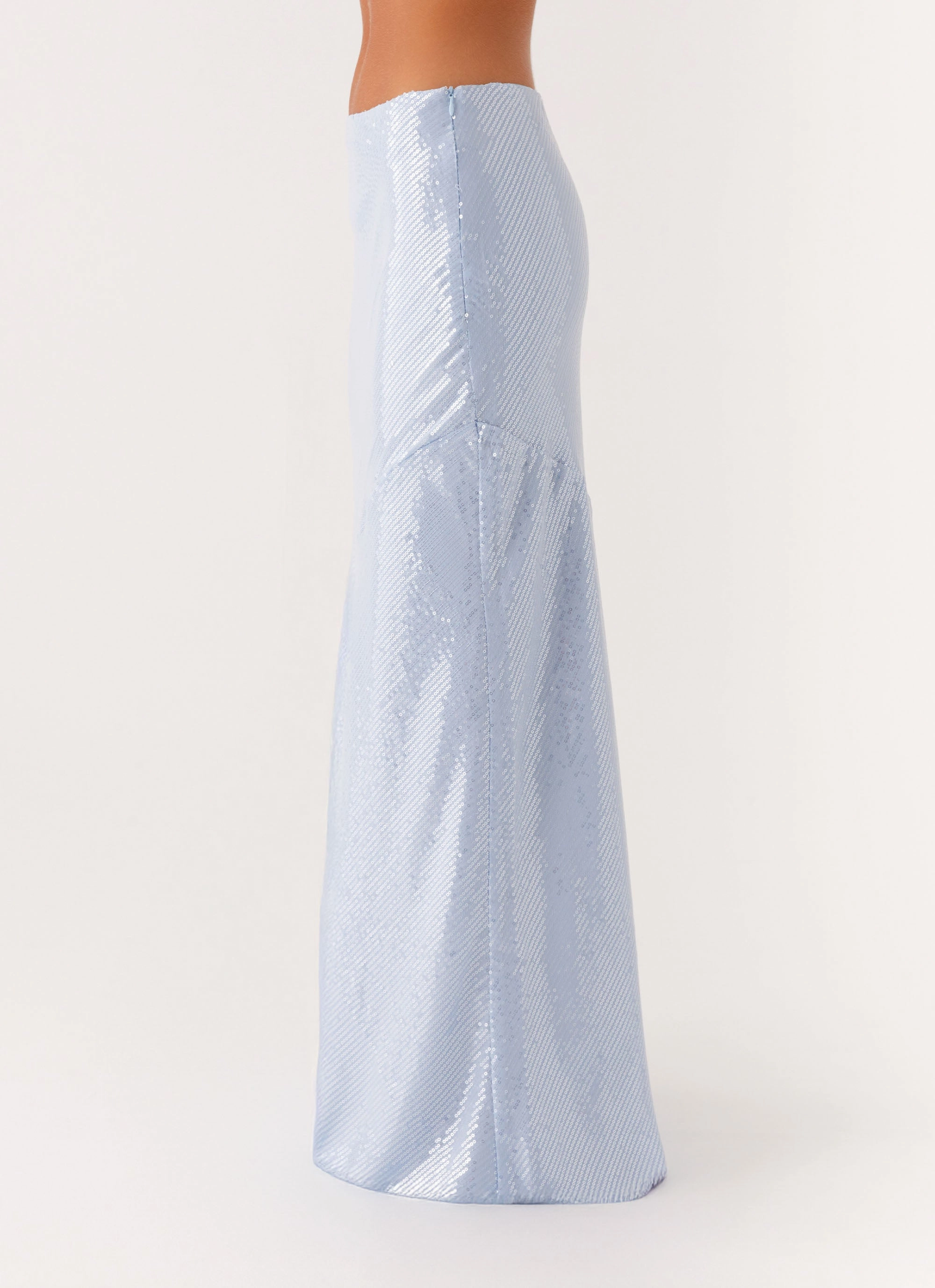 Algorithm Sequin Maxi Skirt - Blue Cozy Vibe