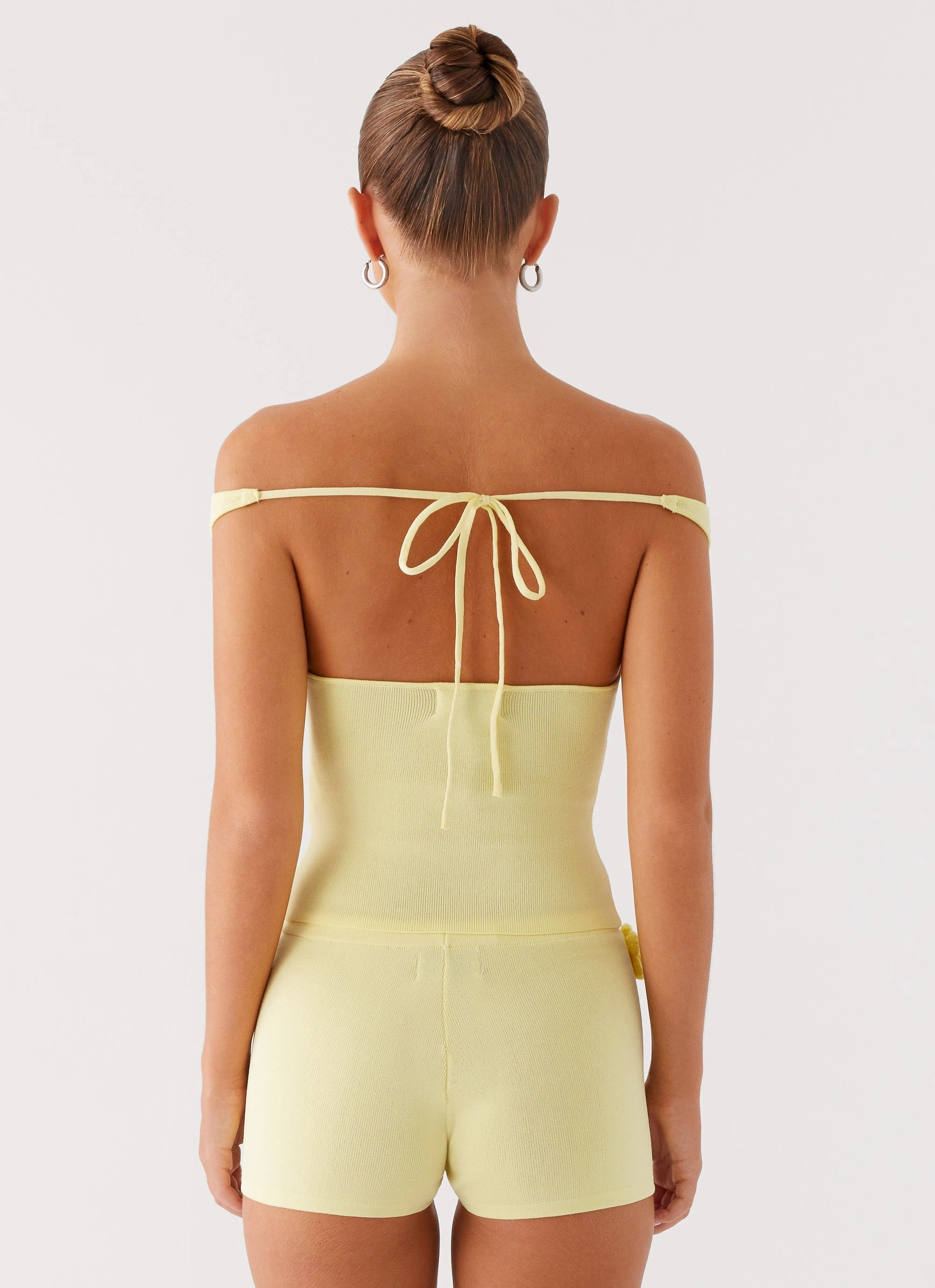 Contrast Trim Flexible Layer Aliah Knit Shorts - Yellow