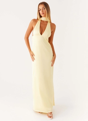 Alicia Satin Halter Maxi Dress - Yellow Style Upgrade Day Glow