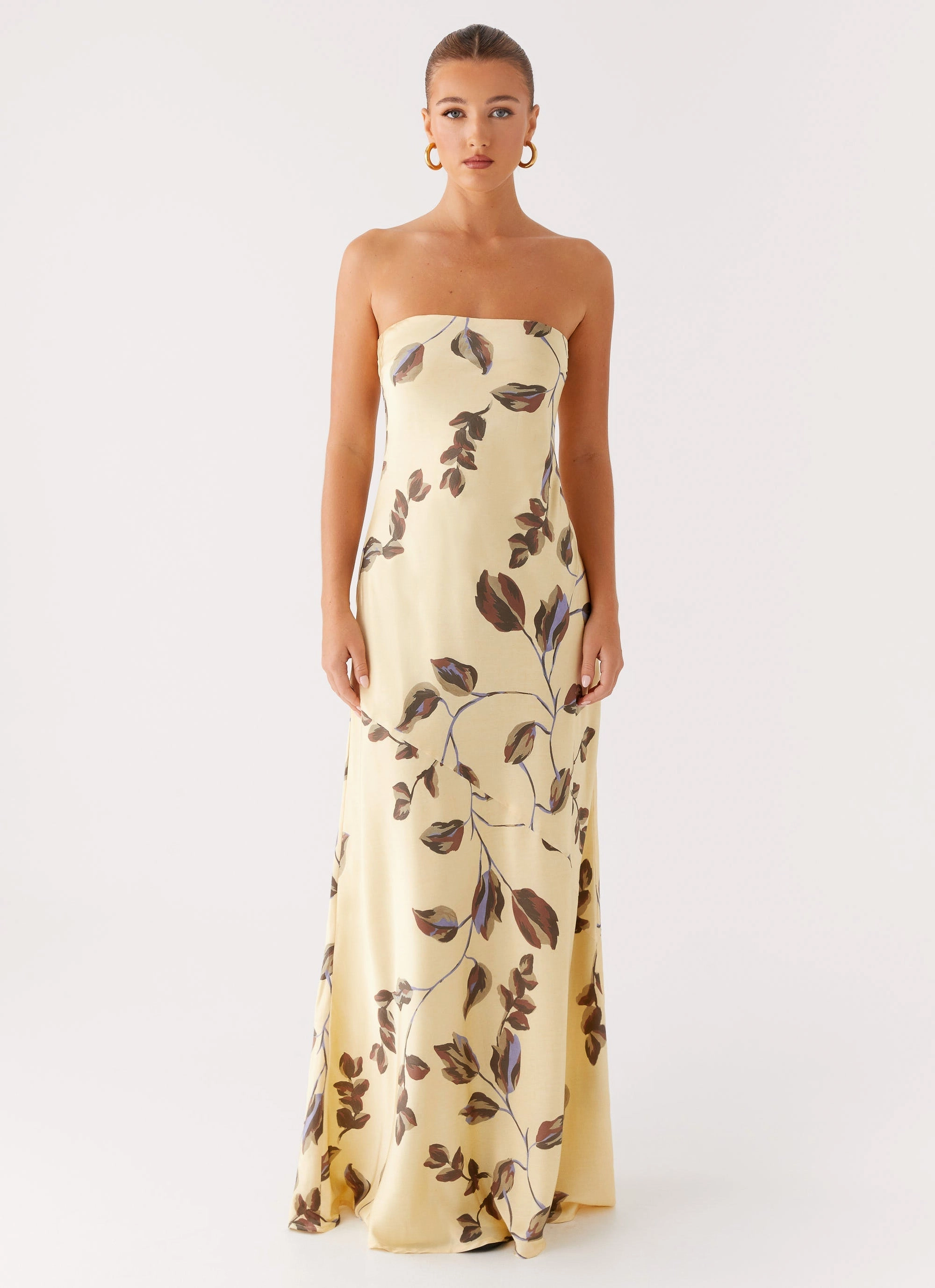 New York Sheer Overlay Alisa Strapless Maxi Dress - Buttercream Bliss