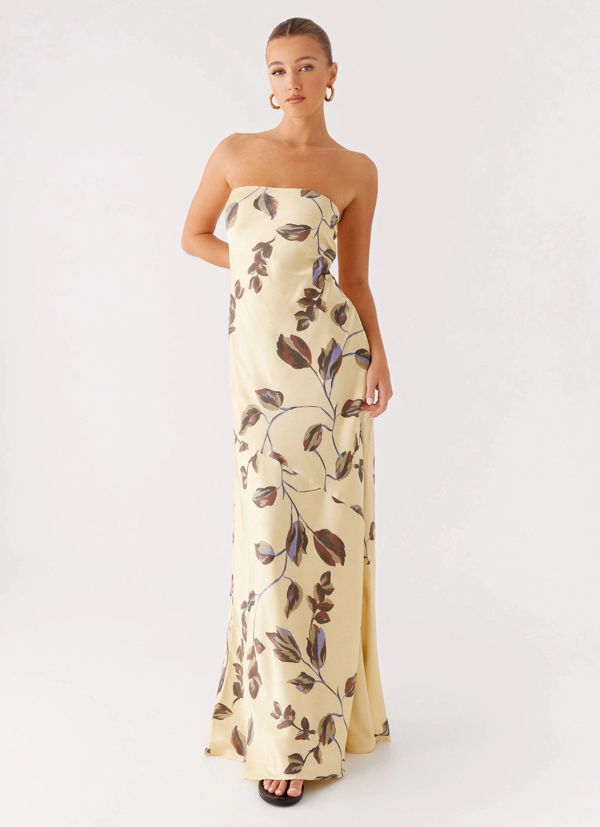 Alisa Strapless Maxi Dress - Buttercream Bliss Subtle Drape