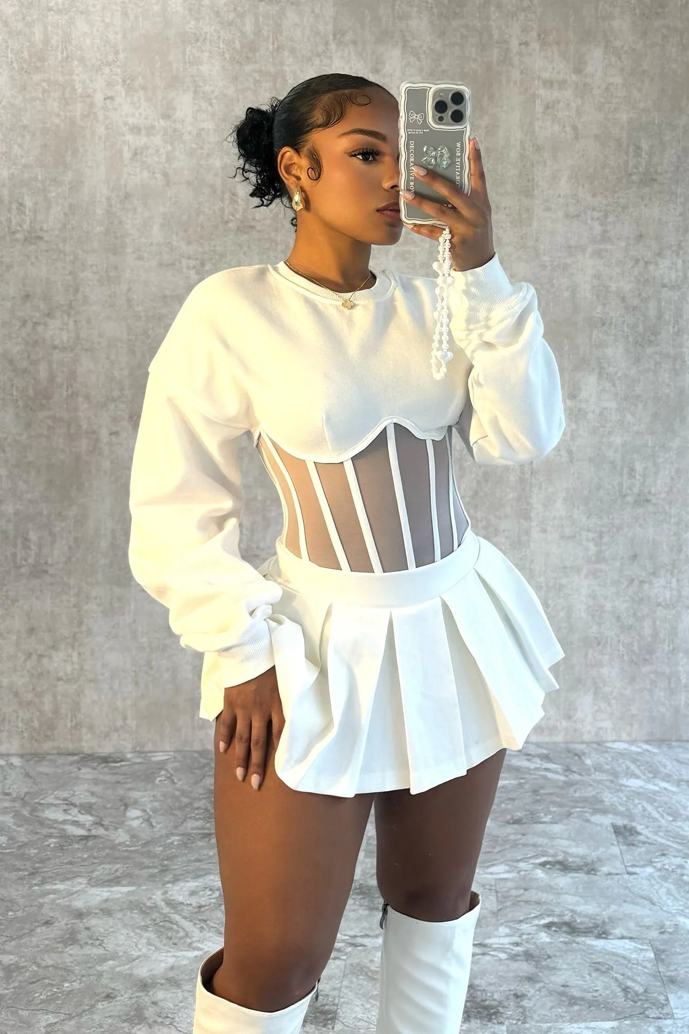 Be Your Self Corset Sweatshirt Top Cozy Cardigan