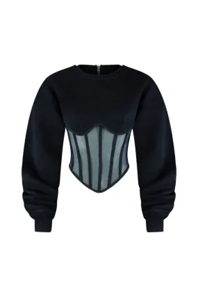 Be Your Self Corset Sweatshirt Top VersatileNeckline wrinkle free finish