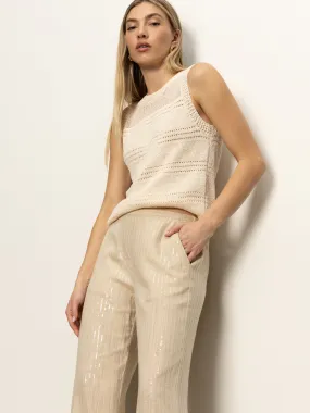 Coastal Semi-High Rise Pant Sand Sequin Stripe Trendy Look