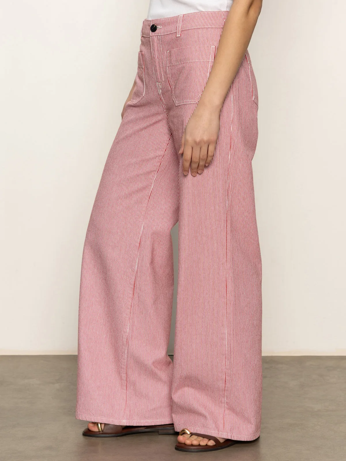 SturdyBeltLoops Fast Move Marine Full Length Semi High Rise Pant Galley Stripe