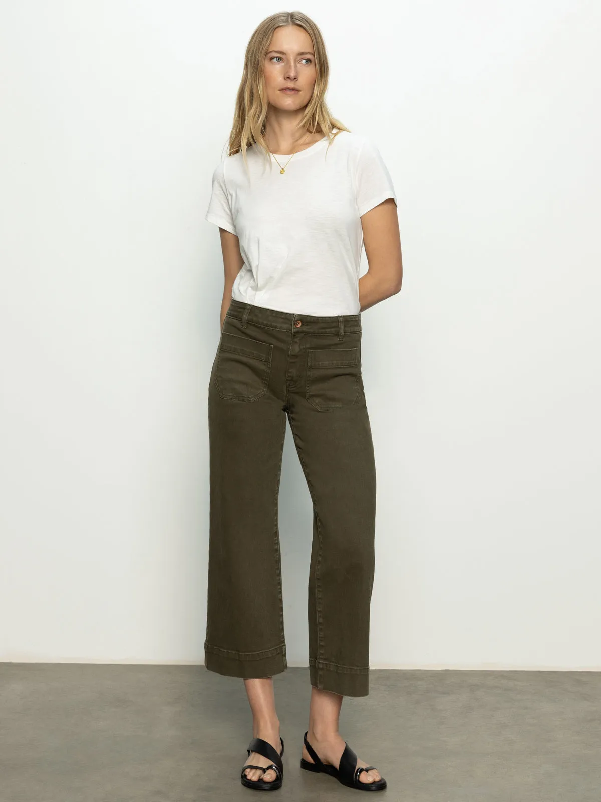 Relaxed Look Soft Touch Material The Marine Standard Rise Denim Pant Fatigue
