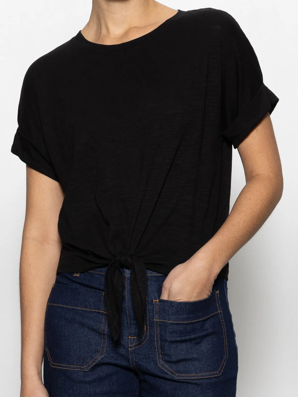 High Density Knit All Day Tie Tee Black