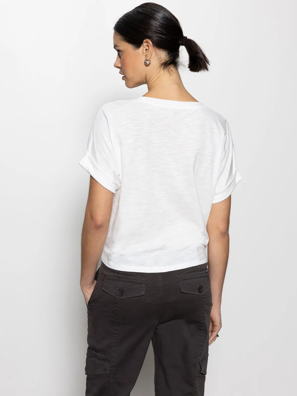 Comfy Cardigan Layered Neckline All Day Tie Tee White