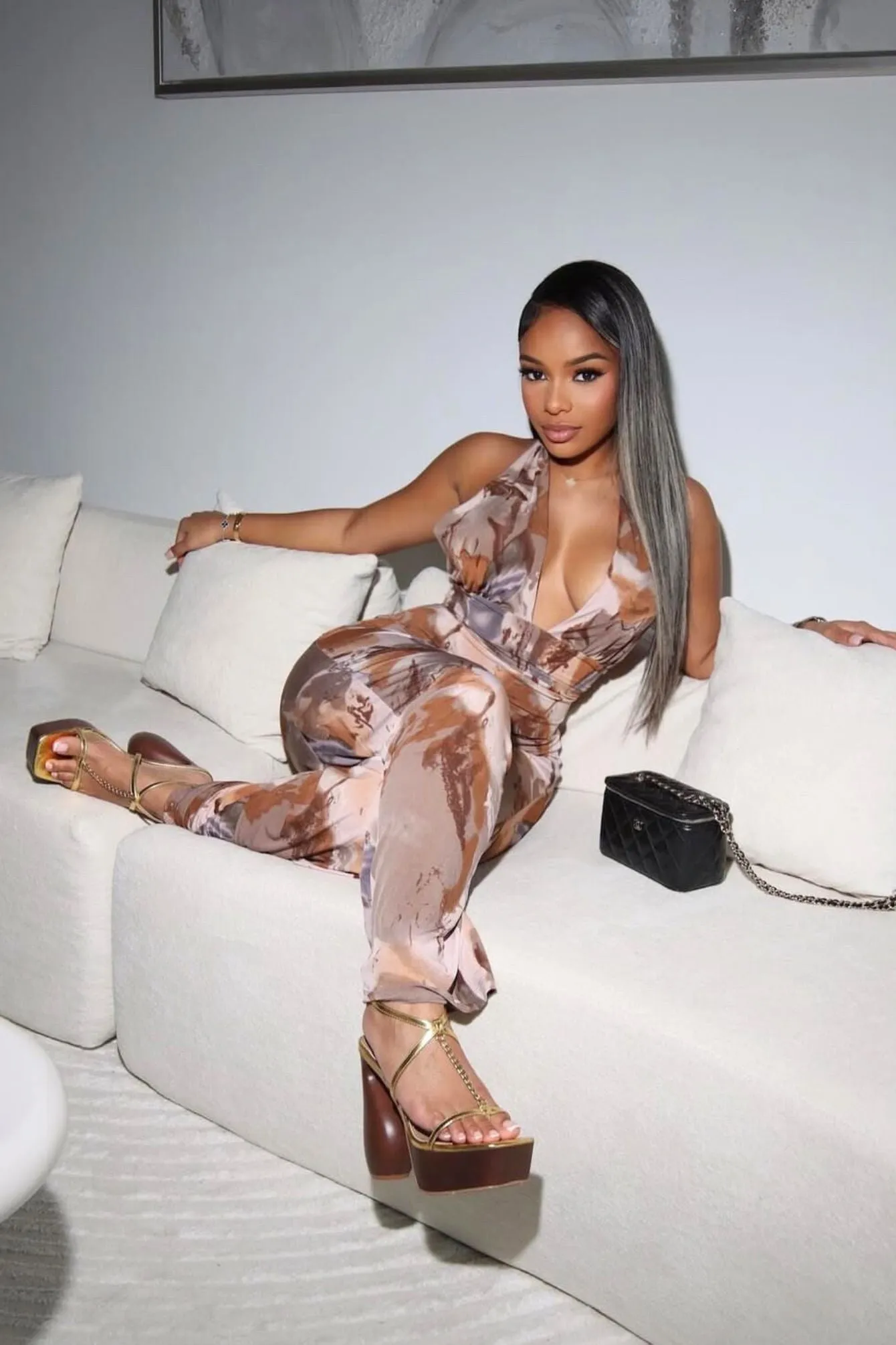 Organic Matter Print Halter Jumpsuit ComfortFit